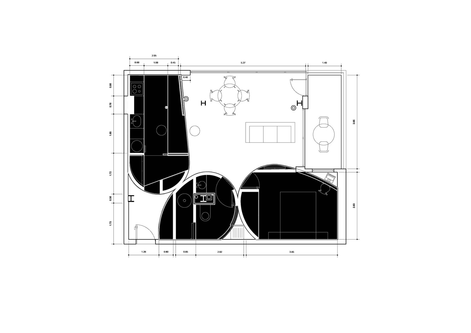 Ground floor plan. Foam Apartment by Pedro Pitarch.