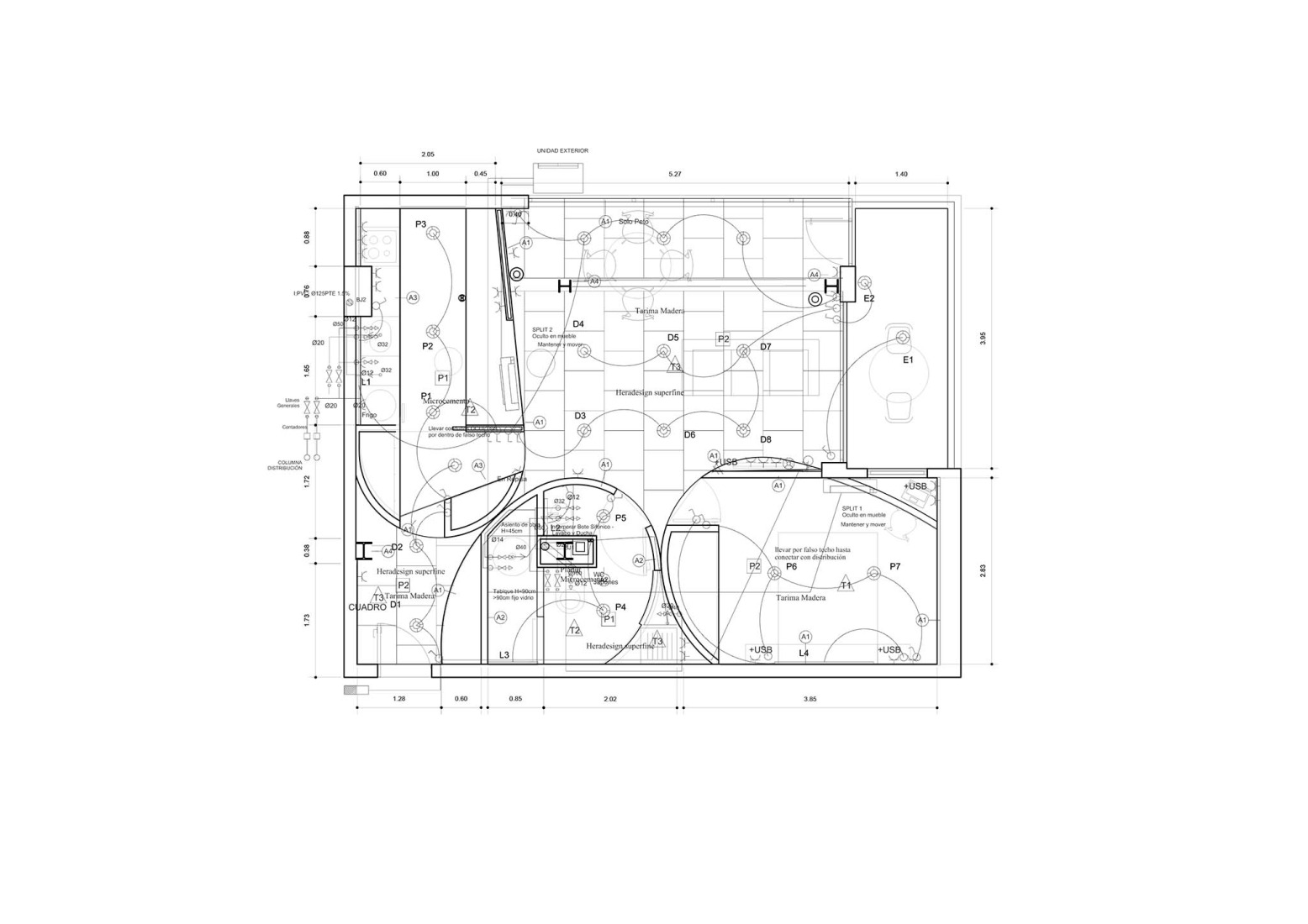 Ground floor plan / Installations. Foam Apartment by Pedro Pitarch.