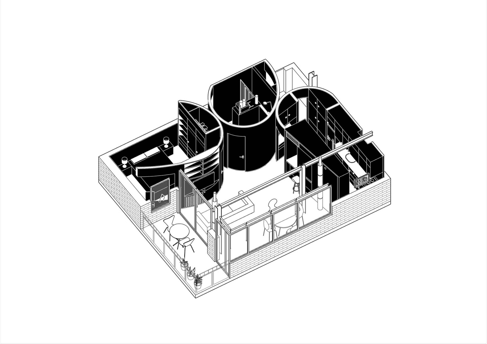 Axonometry. Foam Apartment by Pedro Pitarch.