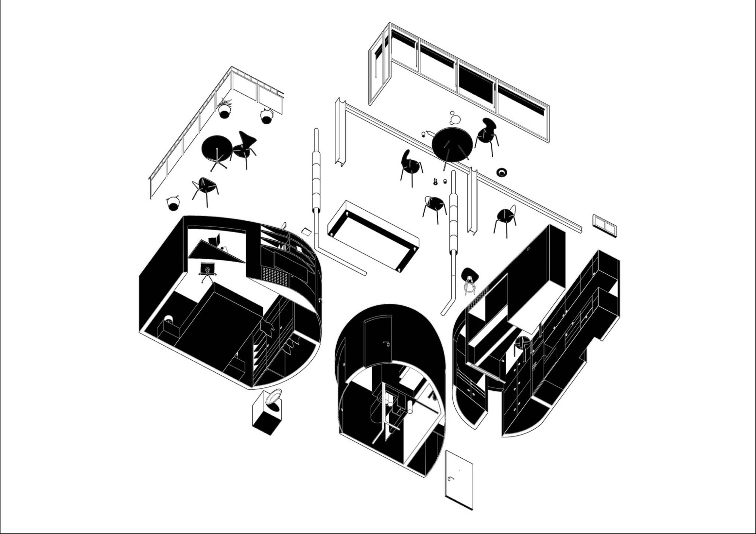 Axonometry. Foam Apartment by Pedro Pitarch.