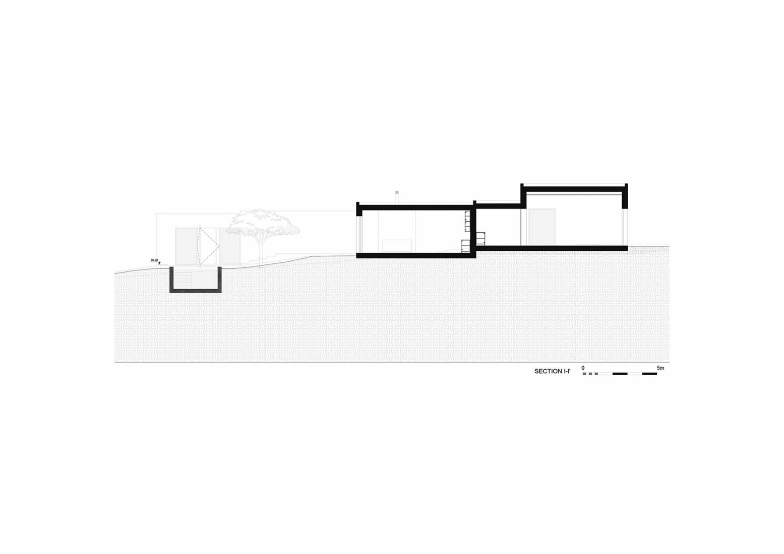 Sección. Casa M Ariane por Sabrab Architecture.