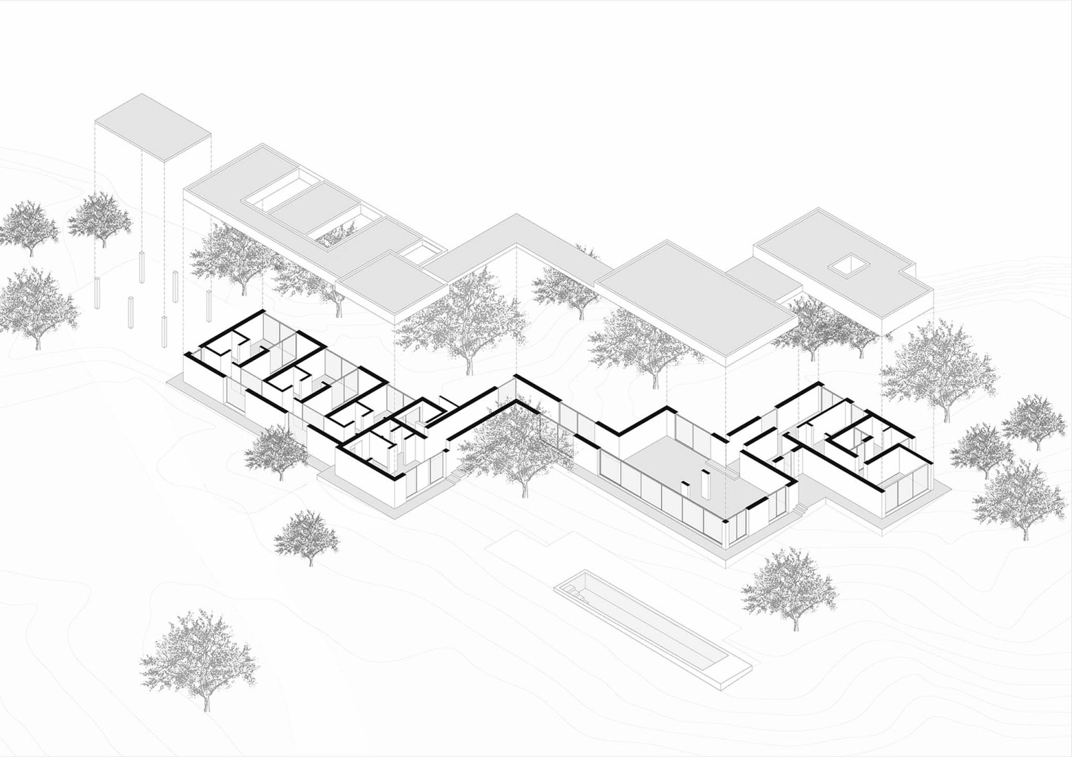 Axonometría. Casa M Ariane por Sabrab Architecture.