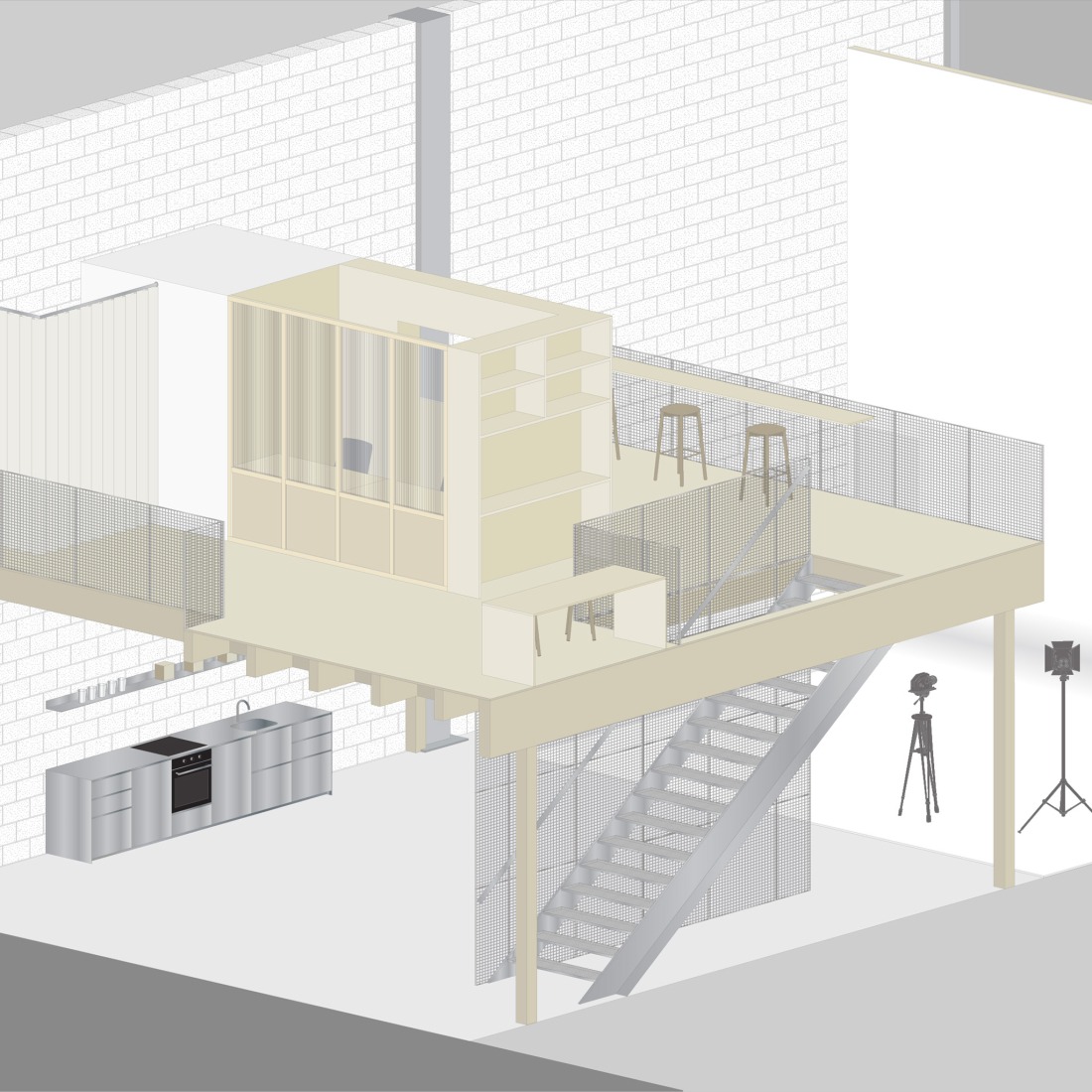Axonometry. Studio 18% by Sapid Studio.