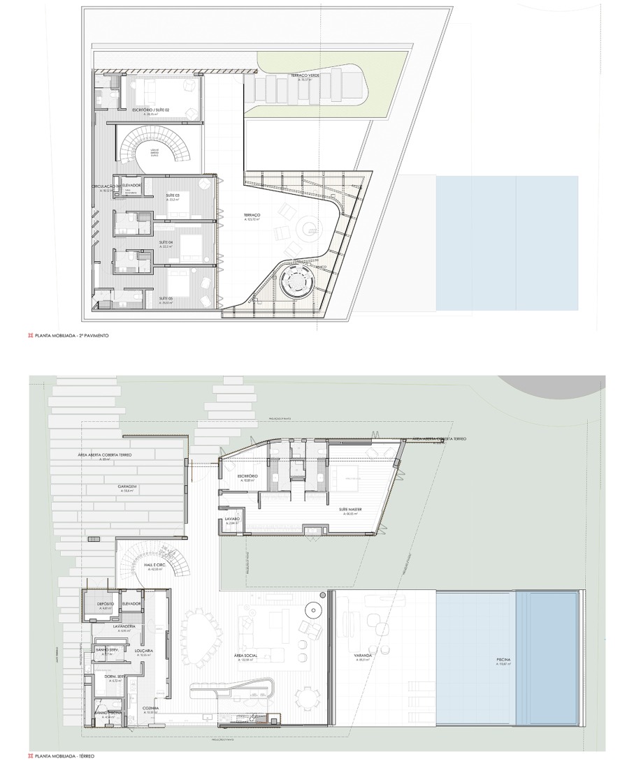 Floor plans. Maré House by Stemmer Rodrigues Arquitectur