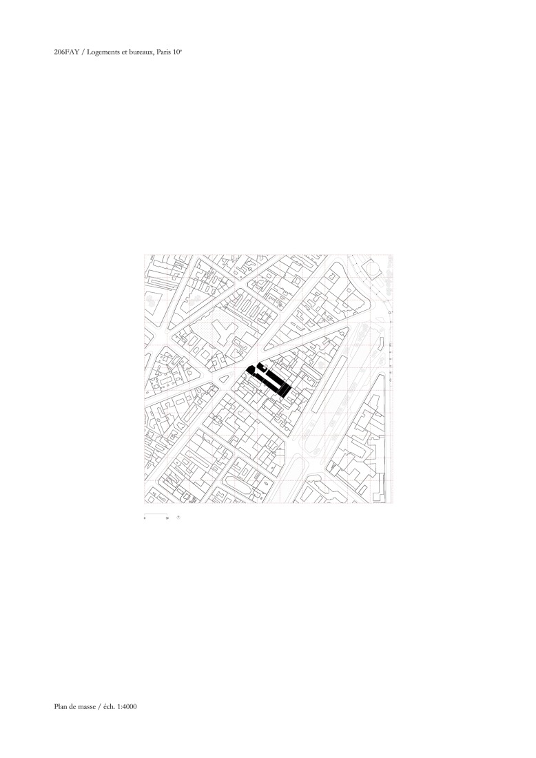 Plano de situación. 206 Lafayette - Reestructuración y densificación de una manzana de uso mixto que incluye oficinas, viviendas sociales y locales comerciales por DATA architectes + THINK TANK architecture. 