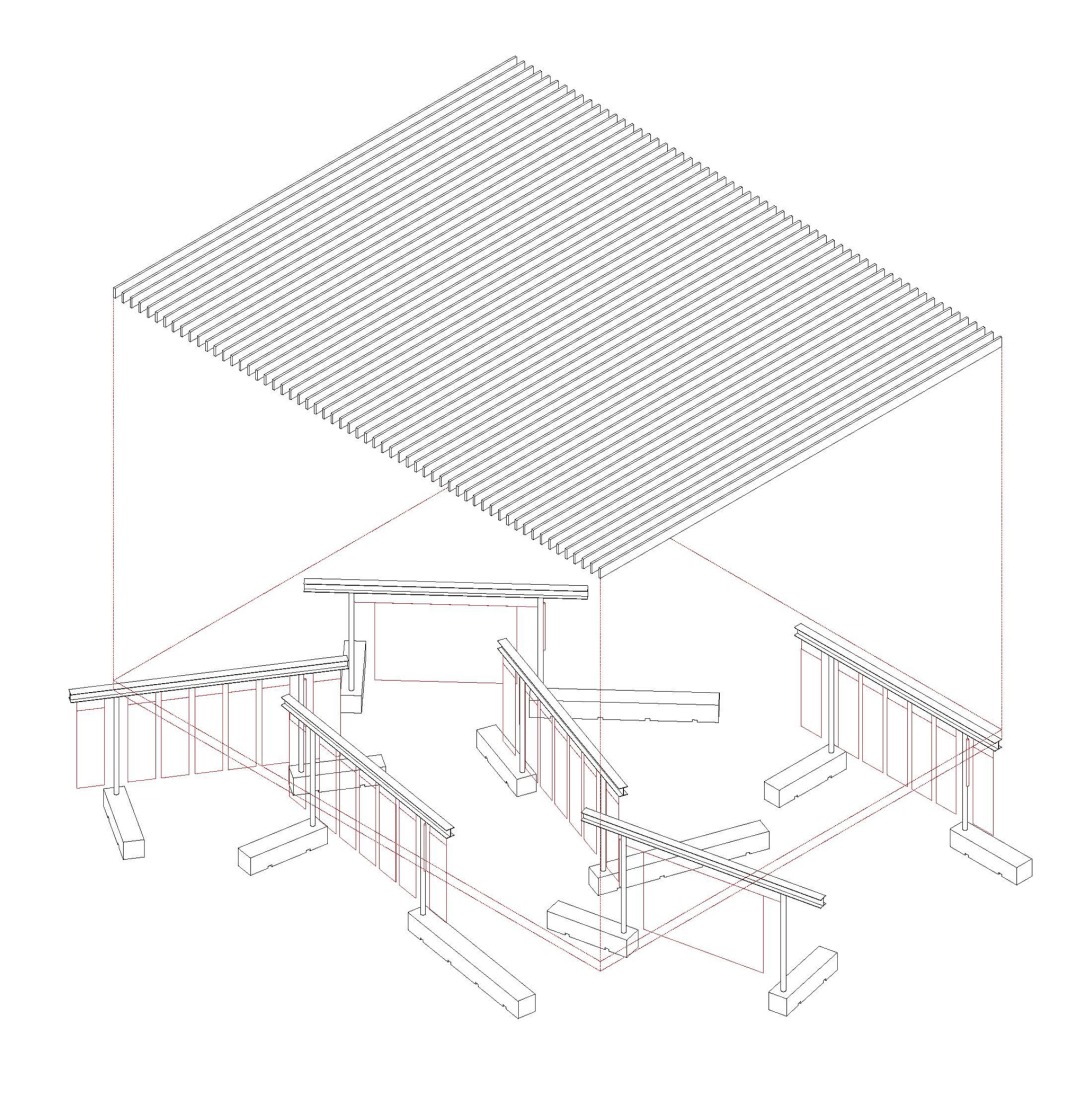 Axonometric. Una sombra improbable, by Pablo Schmidt Kamp, Rodrigo Pérez Vásquez, and Santiago Rodríguez Prada, will be the temporary pavilion located in Joan Coromines Square, near the CCCB Barcelona.