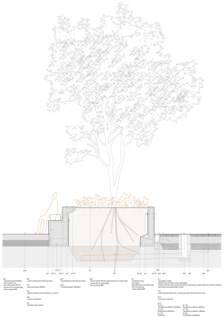 Construction detail. Aguilar Square by vora + Toni Riba.
