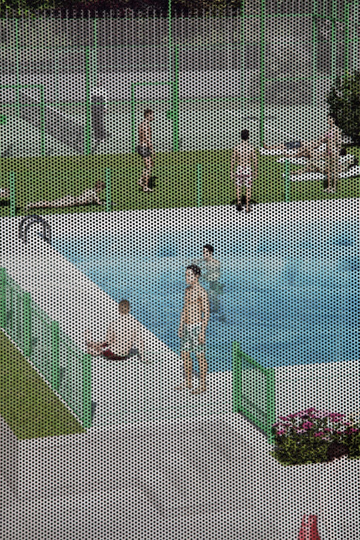 Communities Series. The Pool I, 2019. Mineral pigment print on cotton paper. Dimensions 63x42cm. Courtesy of Jorge Yeregui, VEGAP, Madrid, 2026.