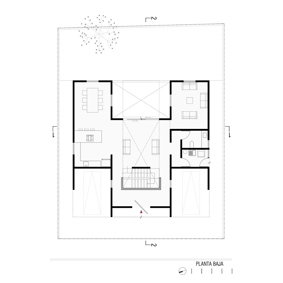 Ground floor plan. 13x13 House by ARKRAFT.