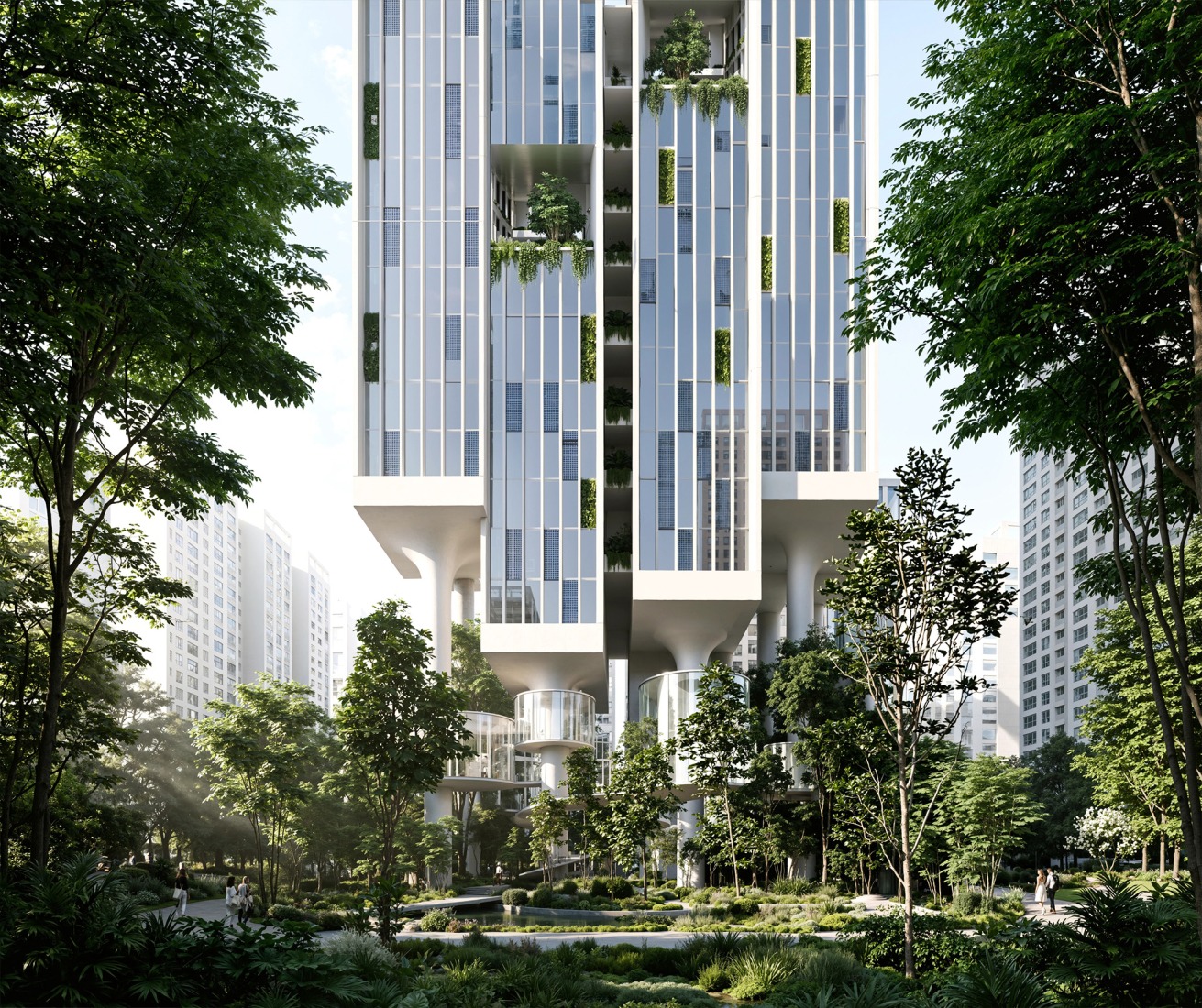 Rendering. "A High Rise on High Heels" by CRA-Carlo Ratti Associati.