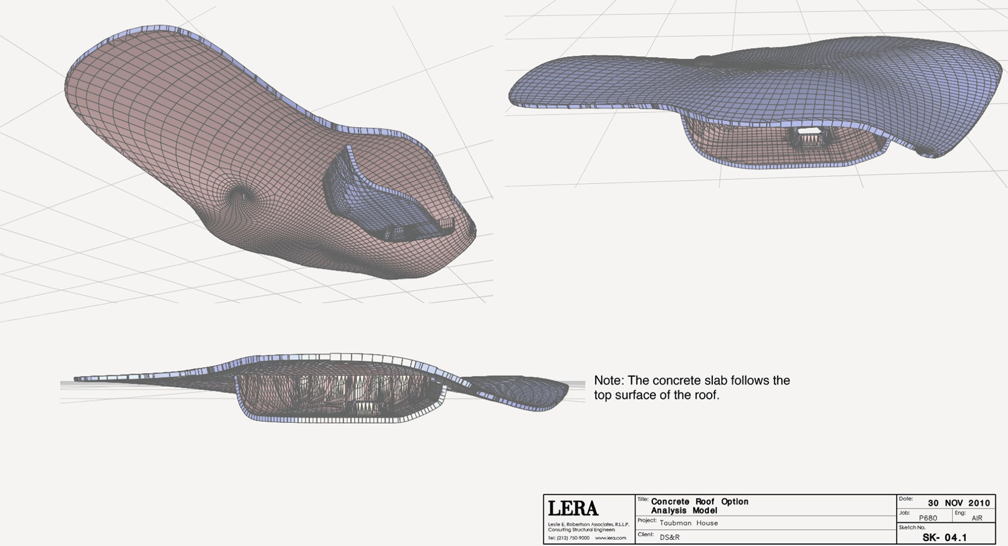 Concrete roof option analysis model. Blue Dream House by Diller Scofidio + Renfro.