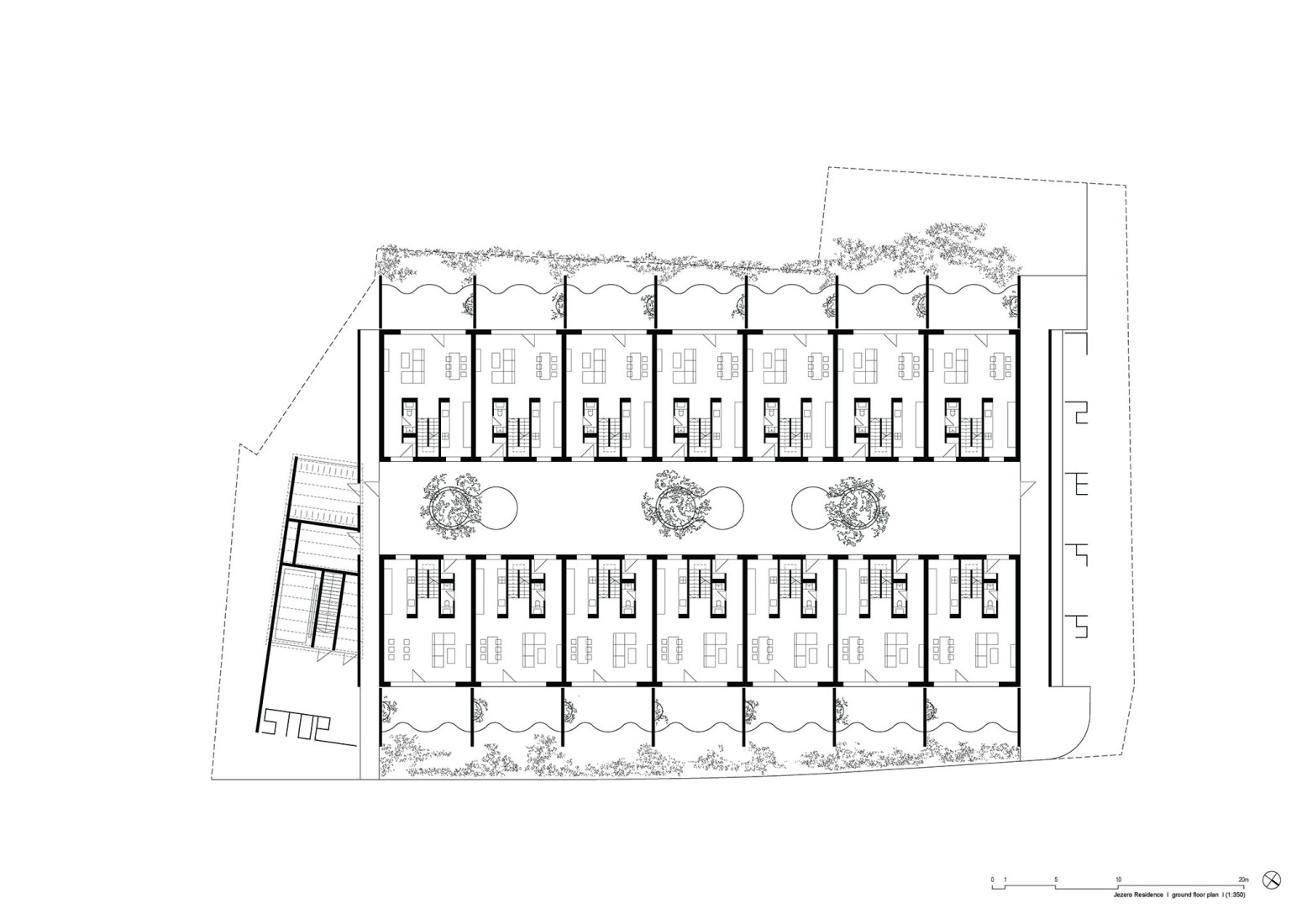 Ground floor plan. Jezero Residence by ENOTA.