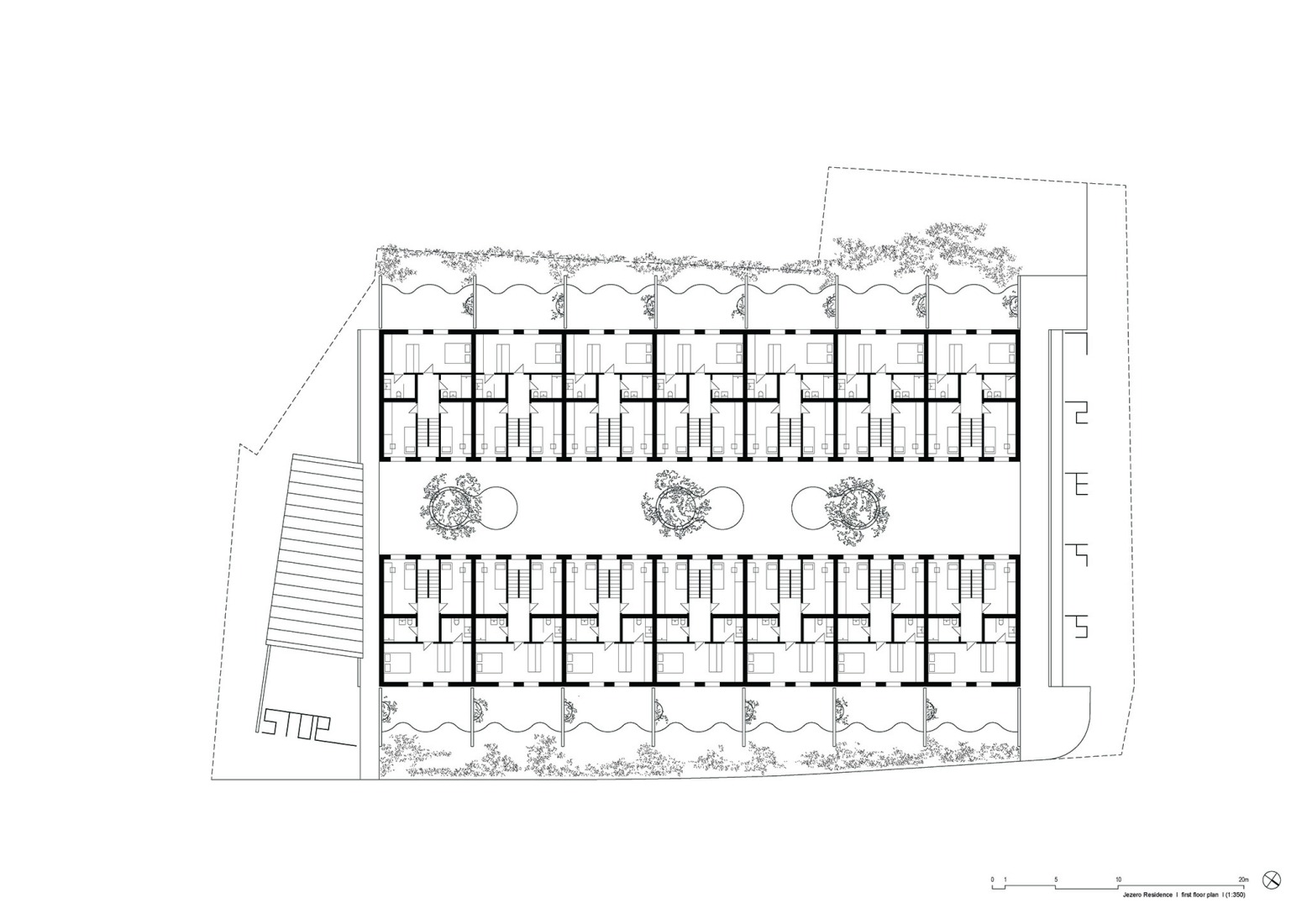 First floor plan. Jezero Residence by ENOTA.