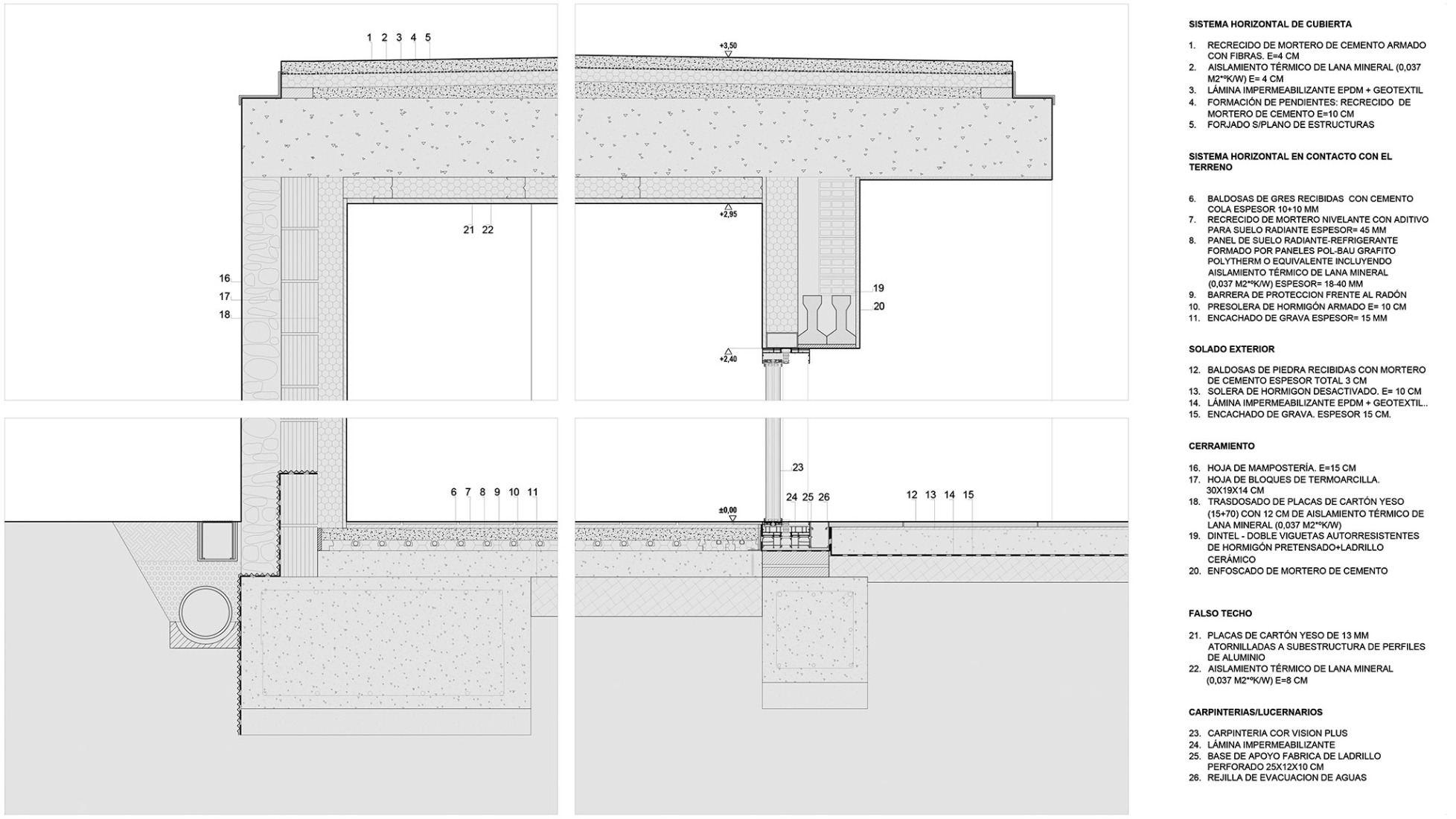Constructive section. RJ House by Estudio Arquitectura Hago.
