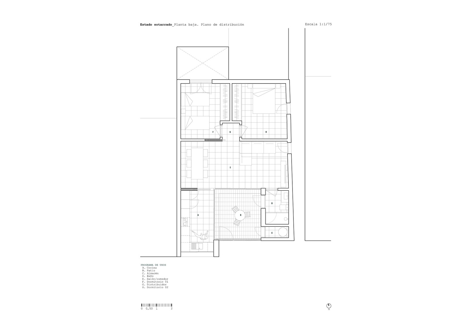 Plano de planta baja. Casa Sotarrá por FORarquitectura.