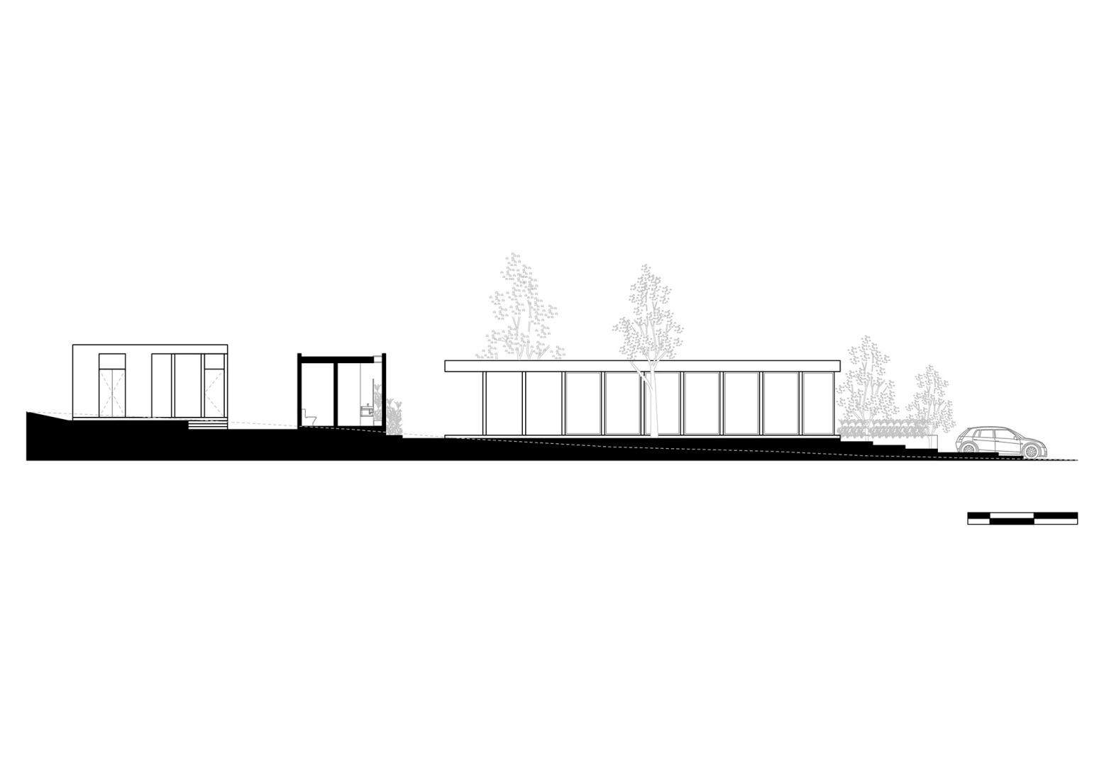 Longitudinal section. "Cuattro Casa de Café" by Faci Leboreiro.