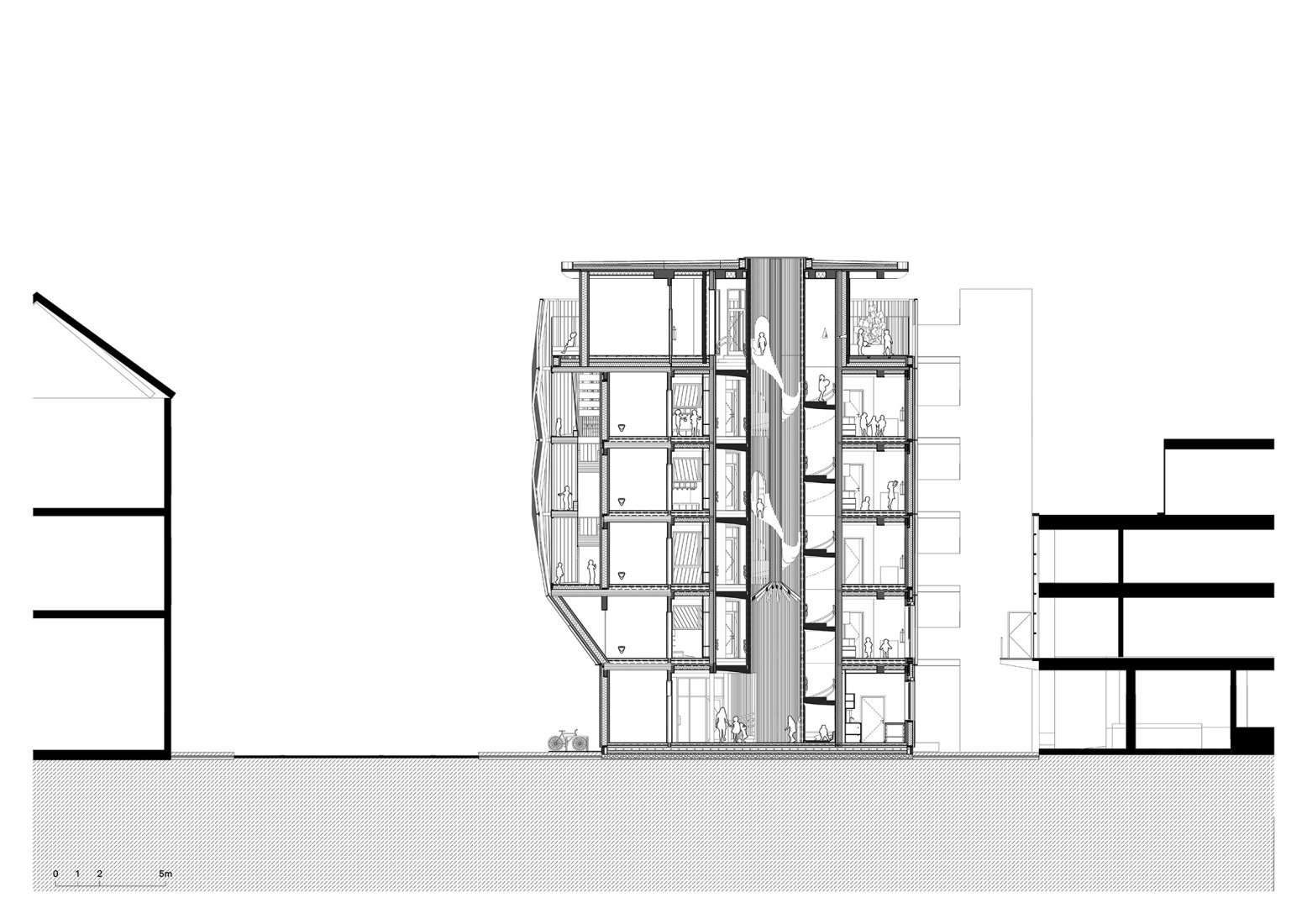 Section. "Kinderoase an der TUM" by Kéré Architecture.