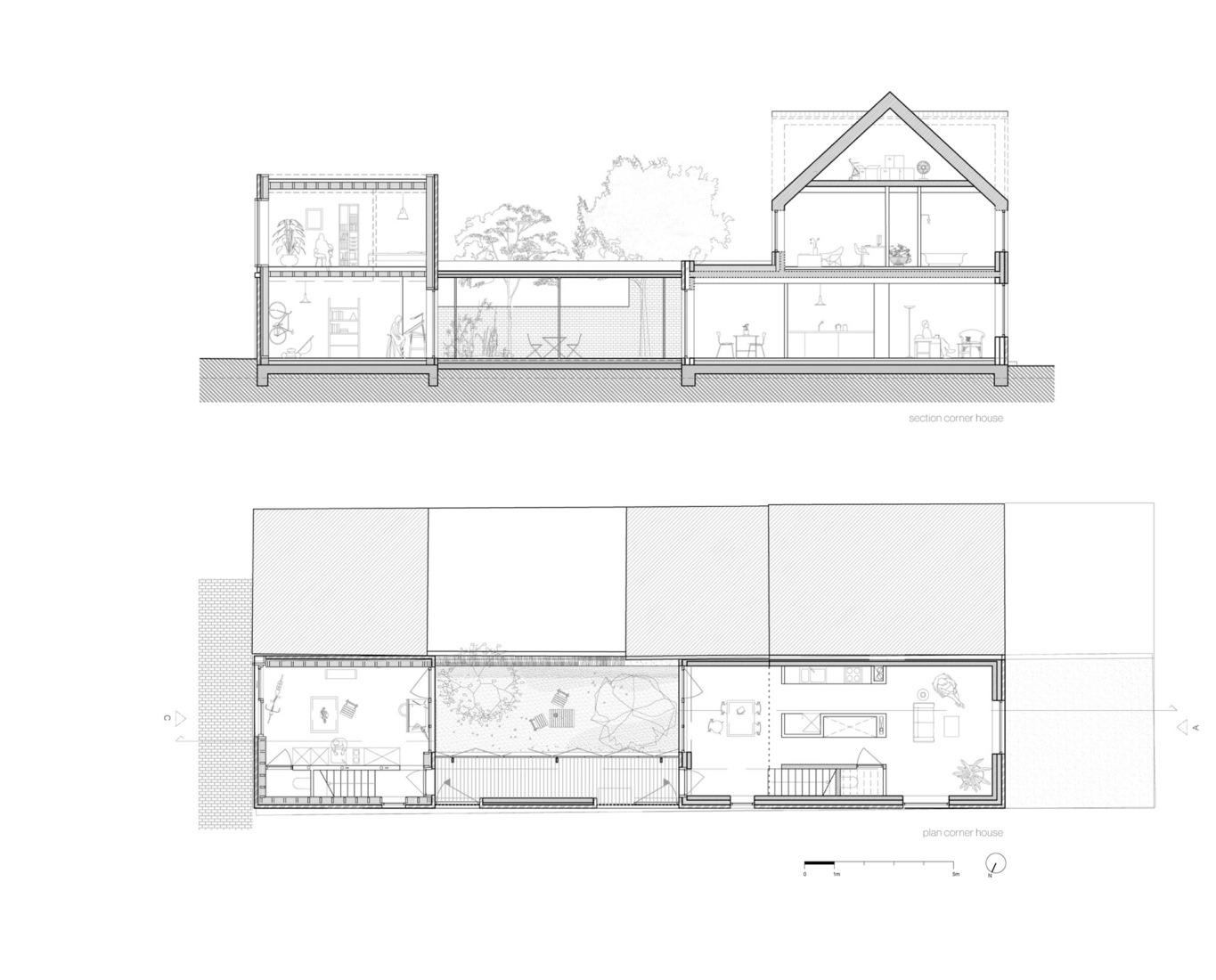 Longitudinal section. "YIMBY" by MAKER architecten.