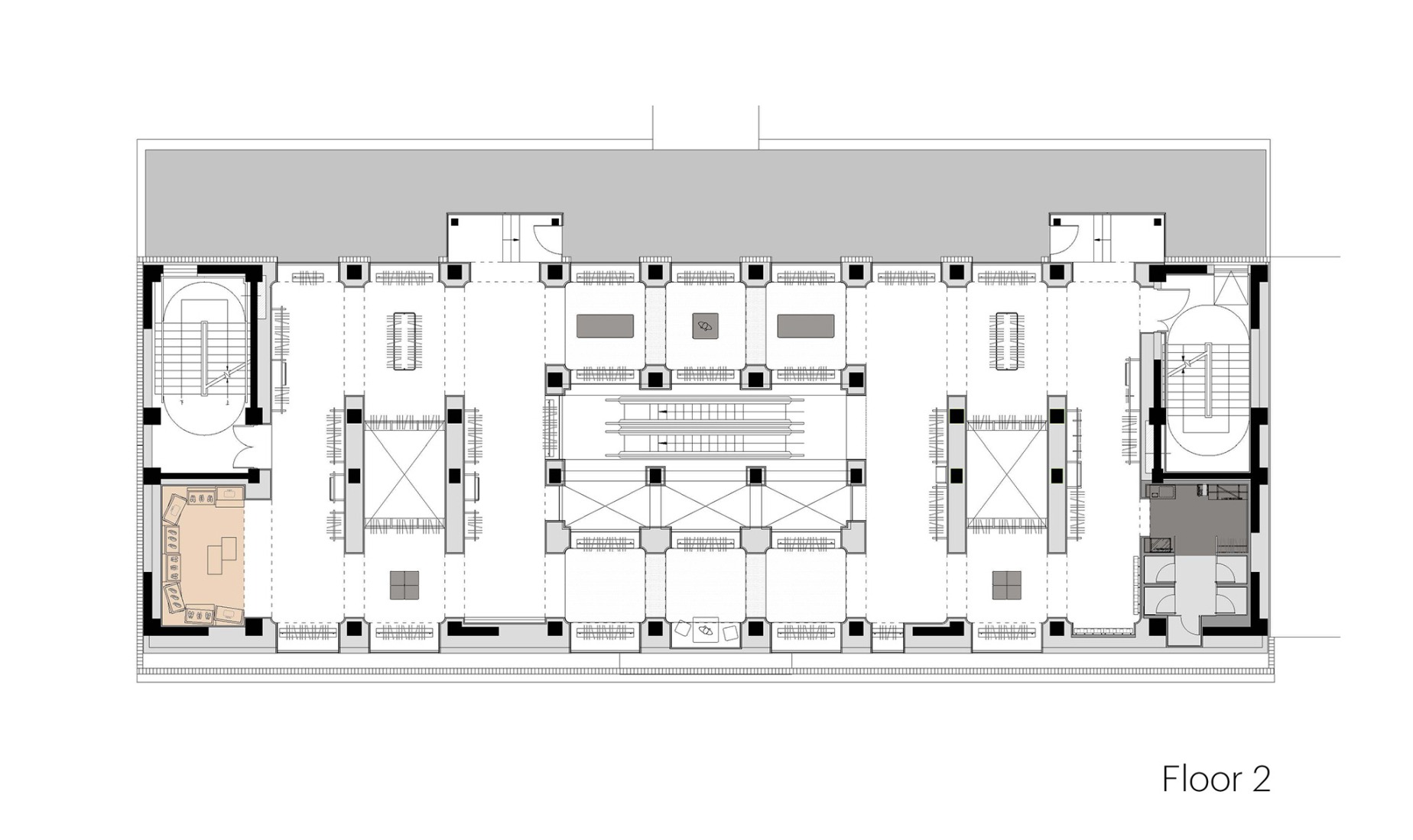 Plano de segunda planta. Tienda Insignia Urban Revivo por MVRDV.