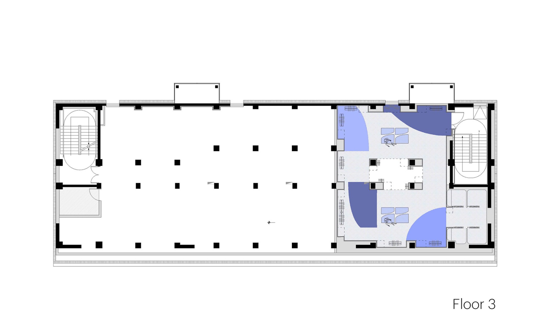 Plano de tercera planta. Tienda Insignia Urban Revivo por MVRDV.