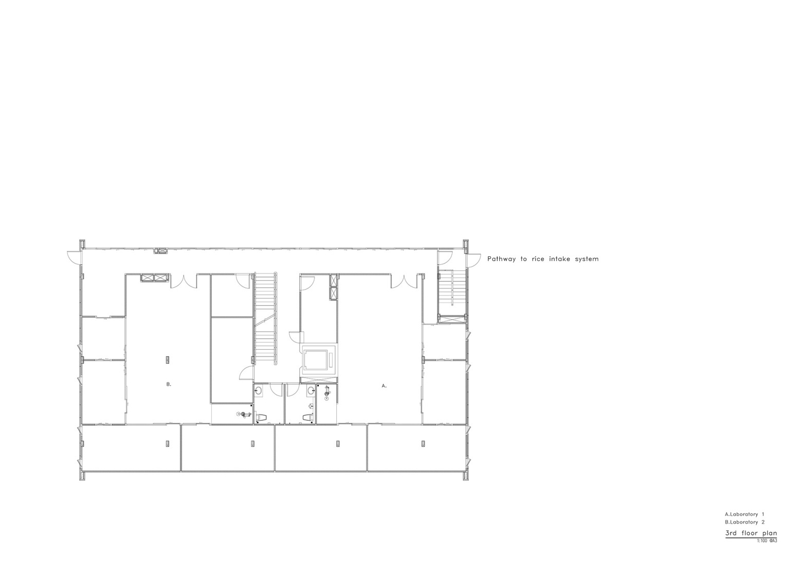 Plano de tercera planta Edificio B. Instalaciones Industriales LPP por PHTAA.