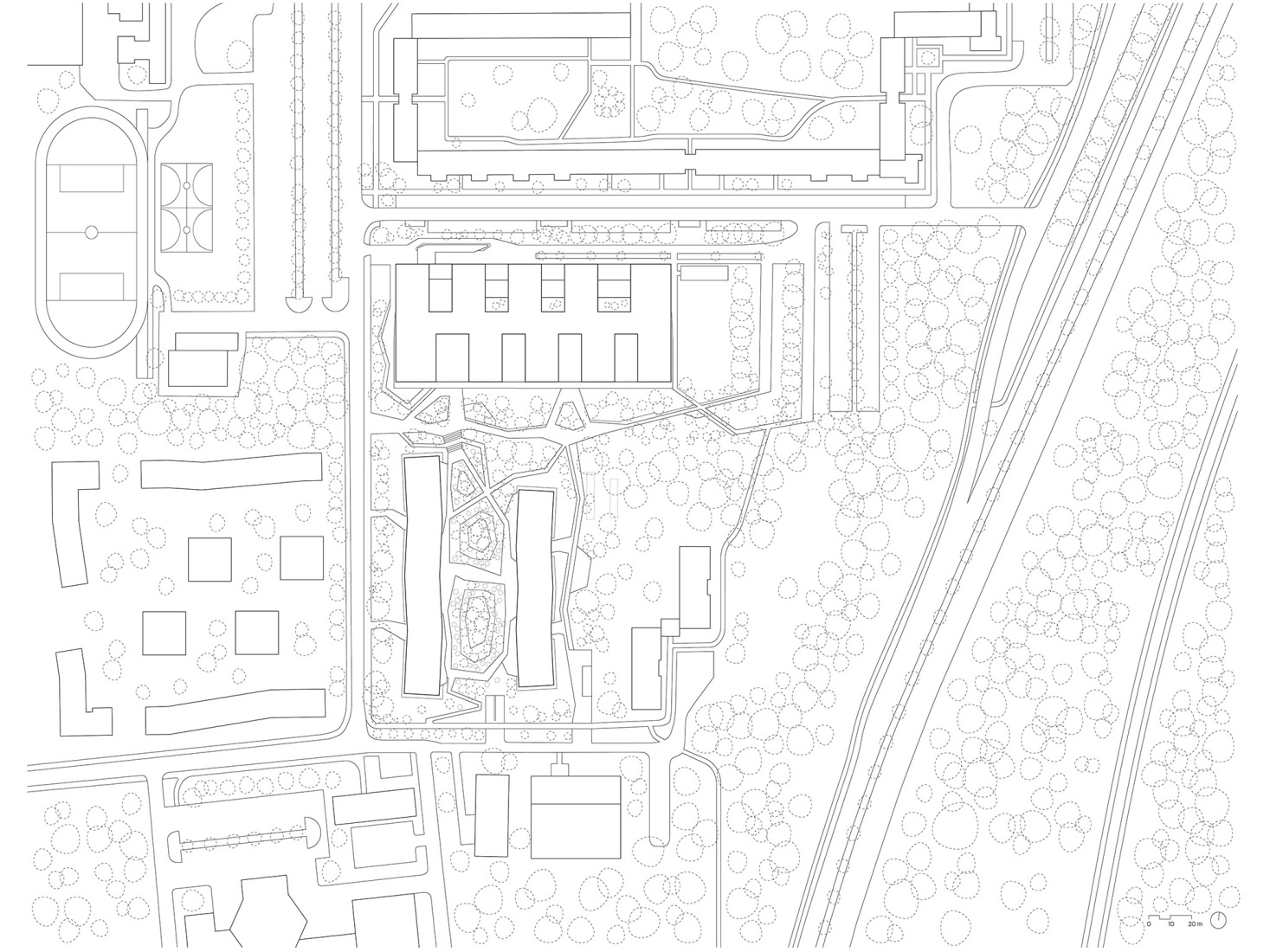 Site plan. Federal University of Public Administration by Sauerbruch Hutton.