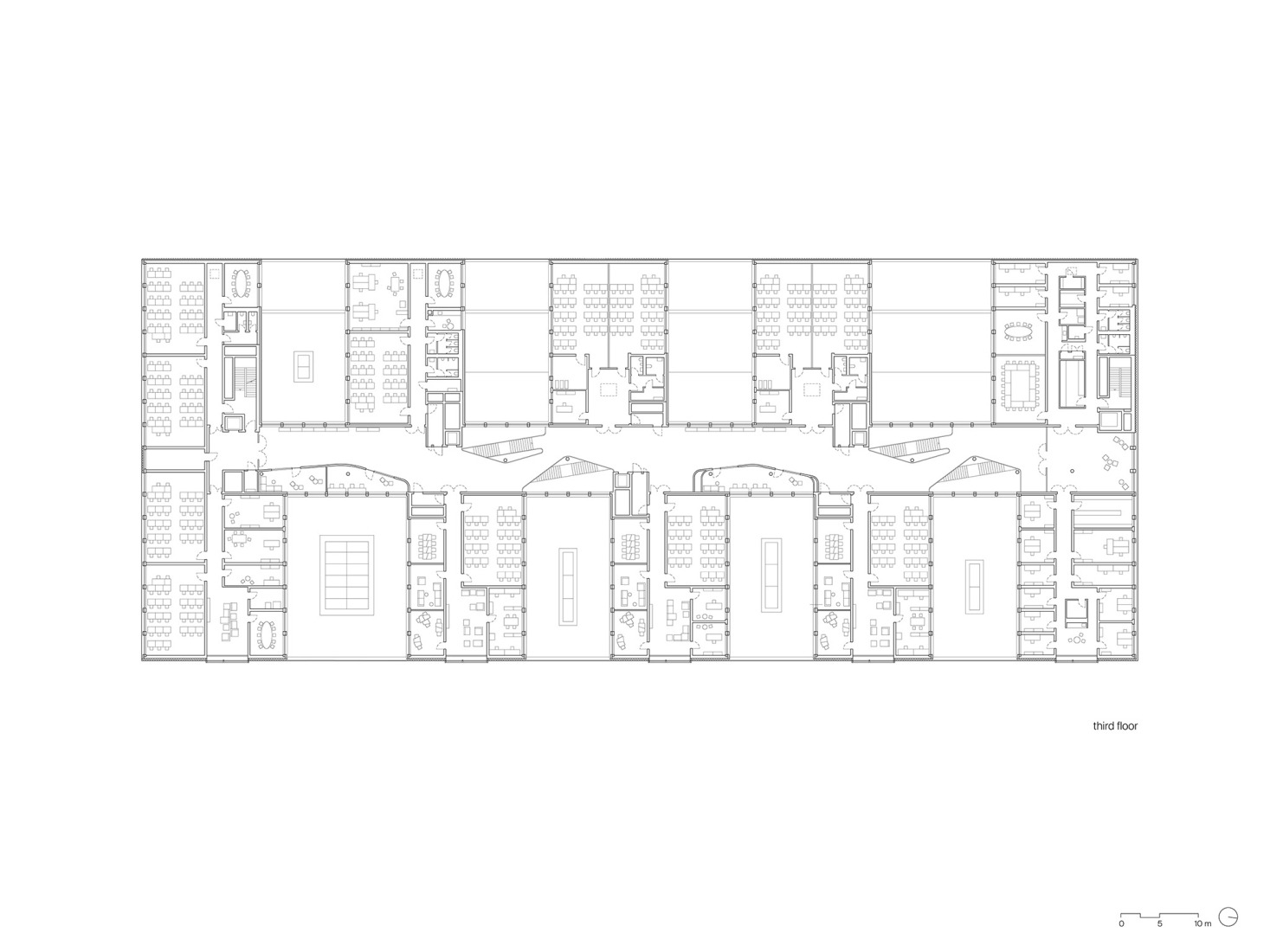 Academic building third floor plan. Federal University of Public Administration by Sauerbruch Hutton.