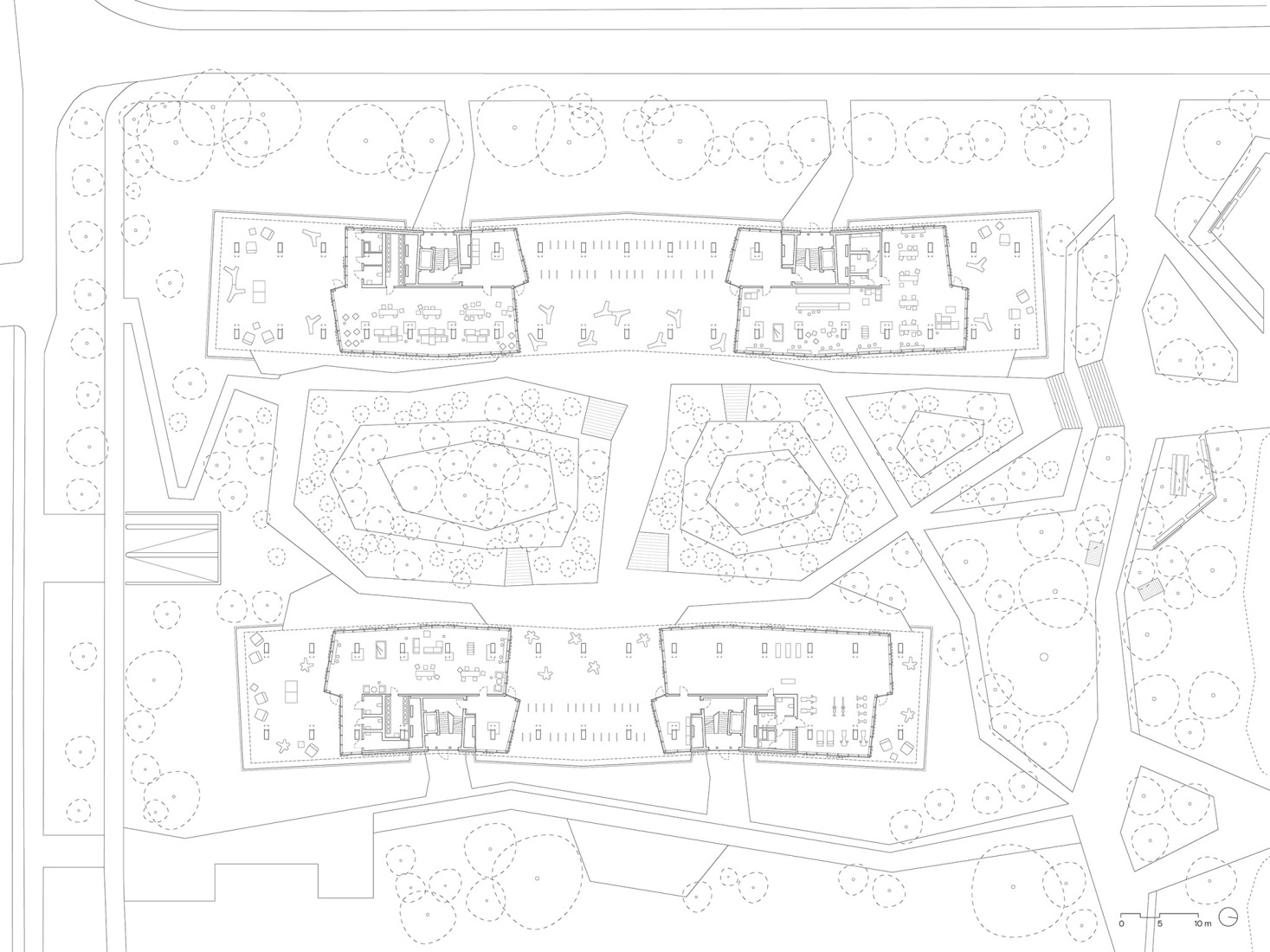 Residential building ground floor plan. Federal University of Public Administration by Sauerbruch Hutton.