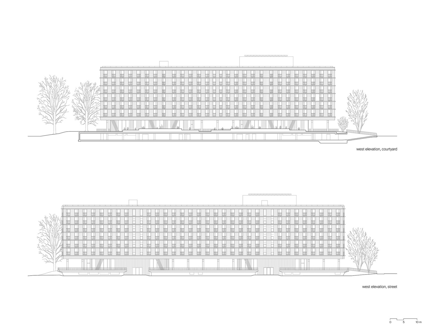Residential building elevations. Federal University of Public Administration by Sauerbruch Hutton.