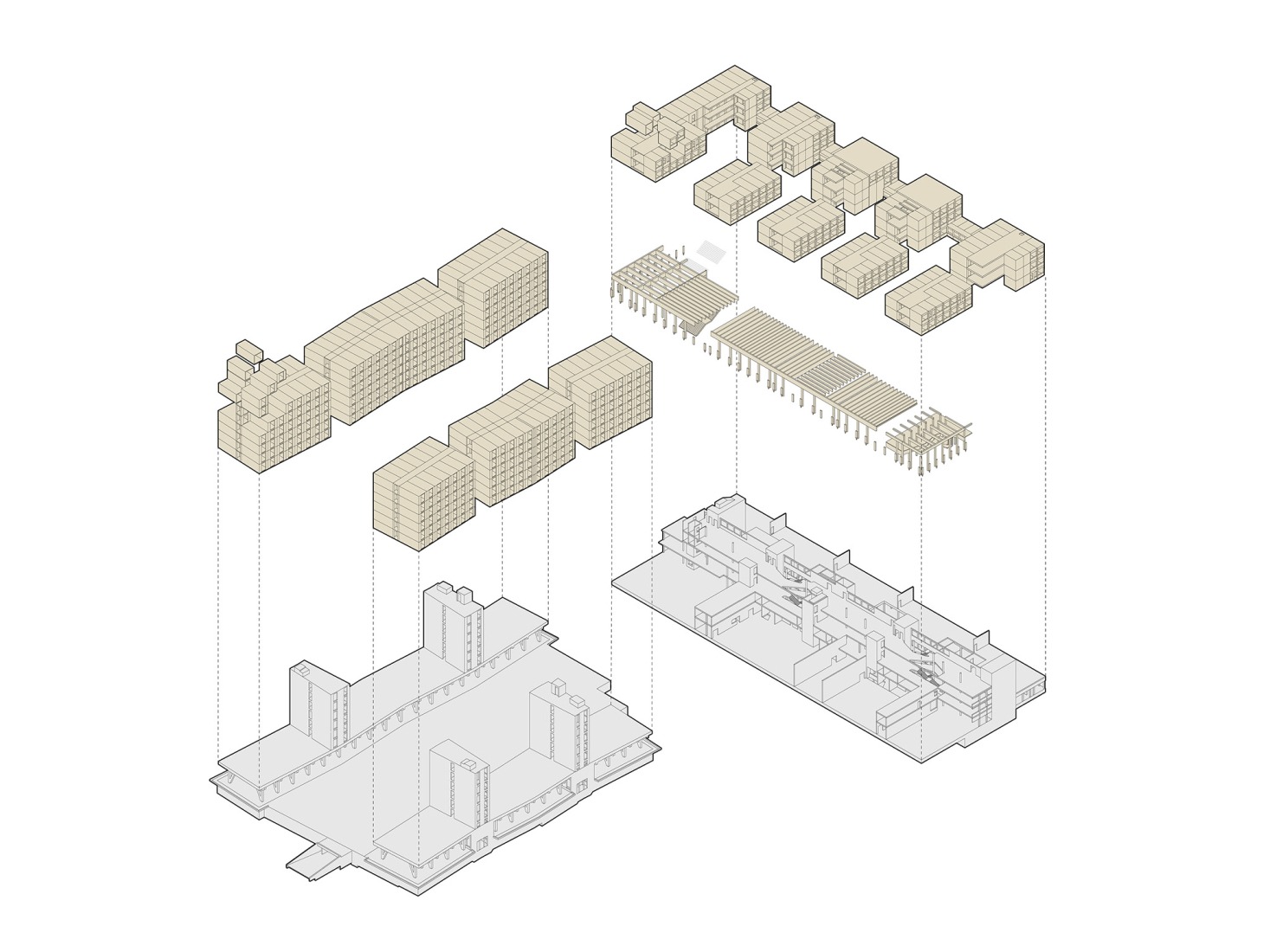 Axonometry. Federal University of Public Administration by Sauerbruch Hutton.