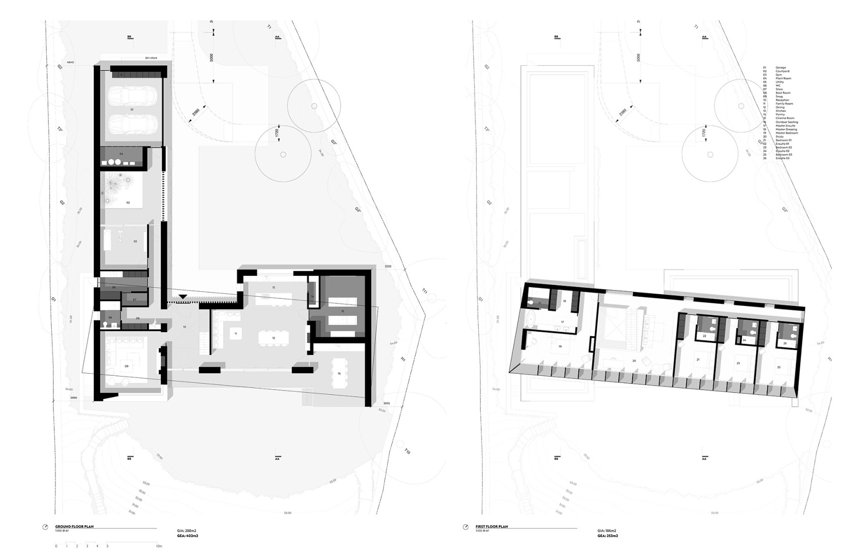 Plano de planta baja y primera. Casa Porthmadog por Ström Architects.