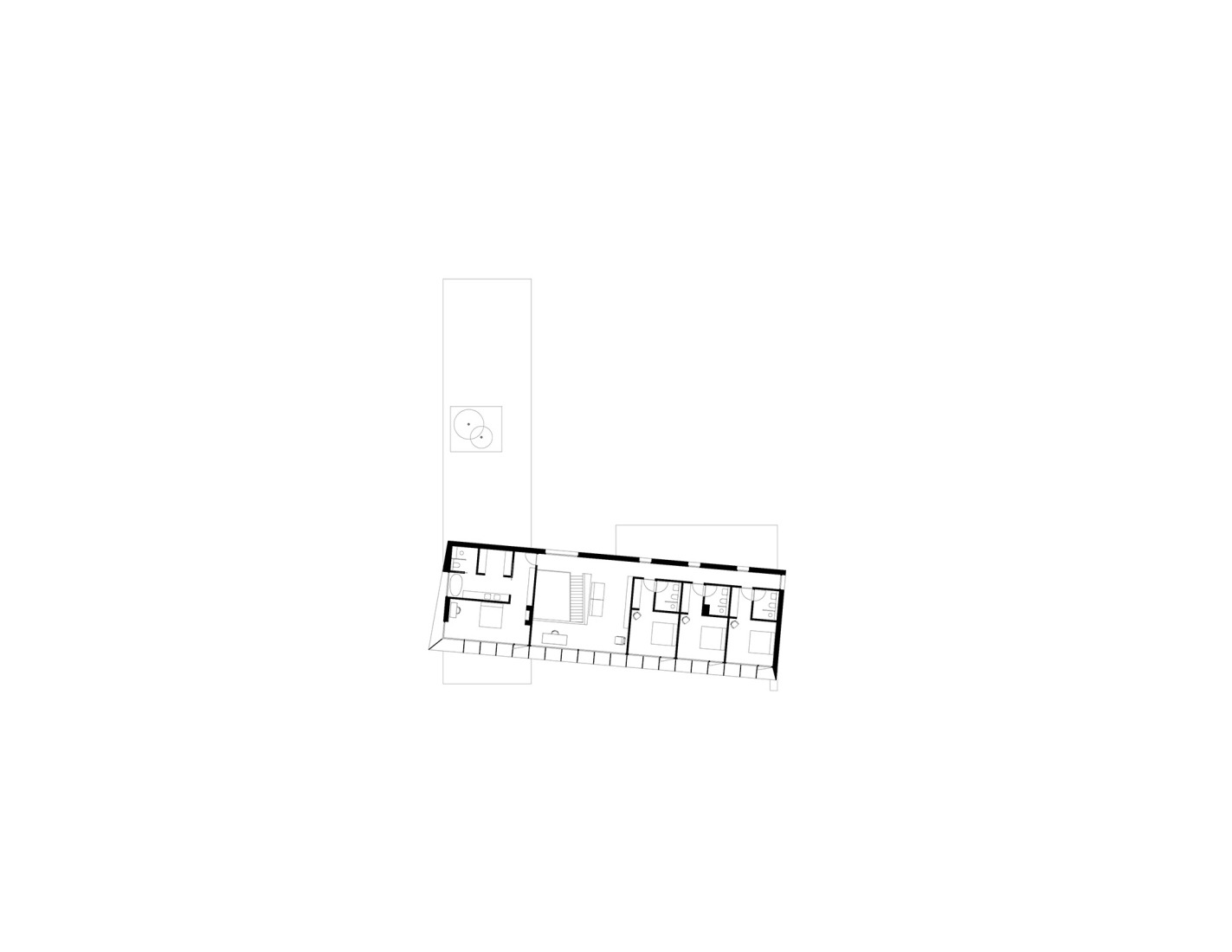 Plano de primera planta. Casa Porthmadog por Ström Architects.