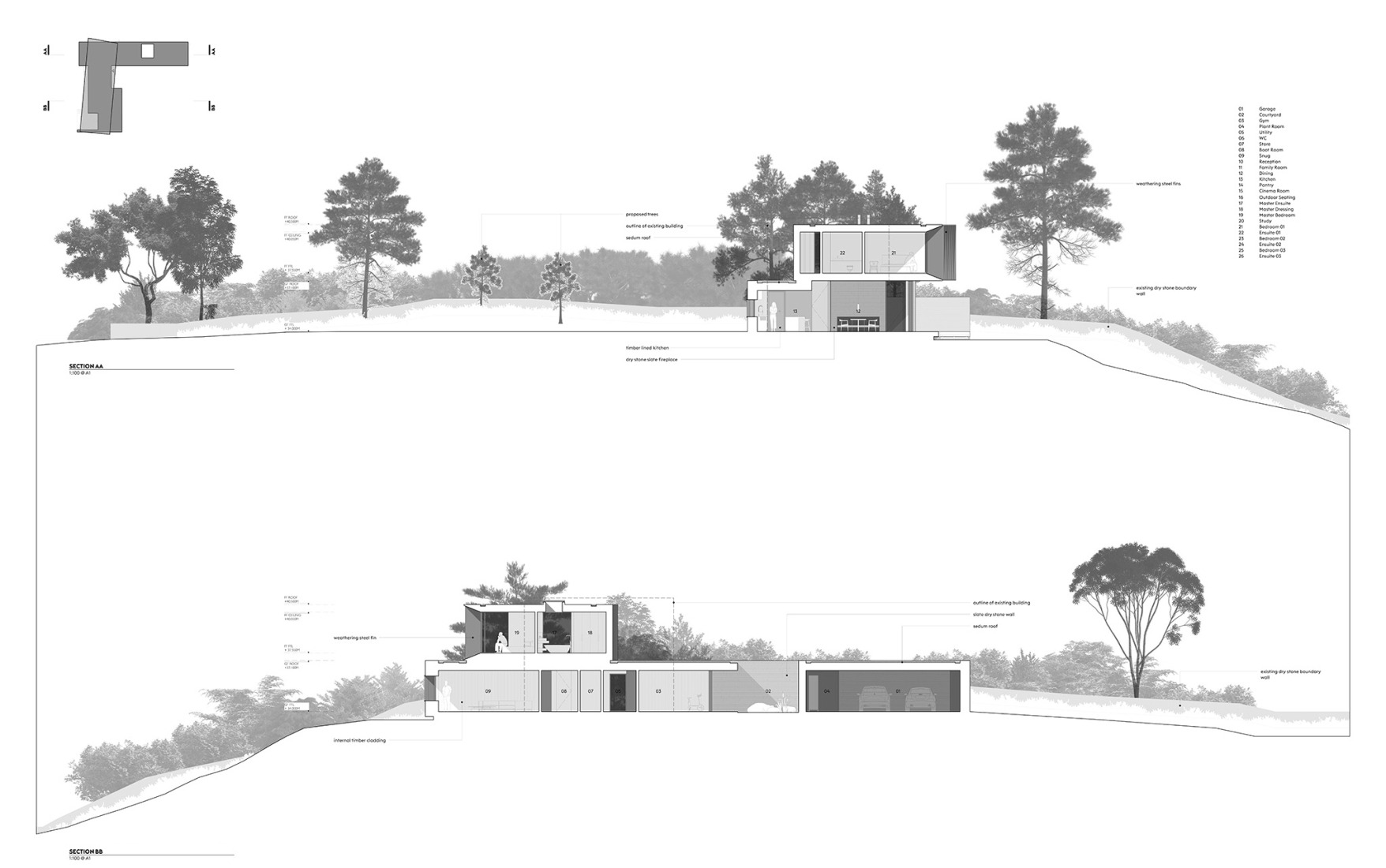 Secciones. Casa Porthmadog por Ström Architects.