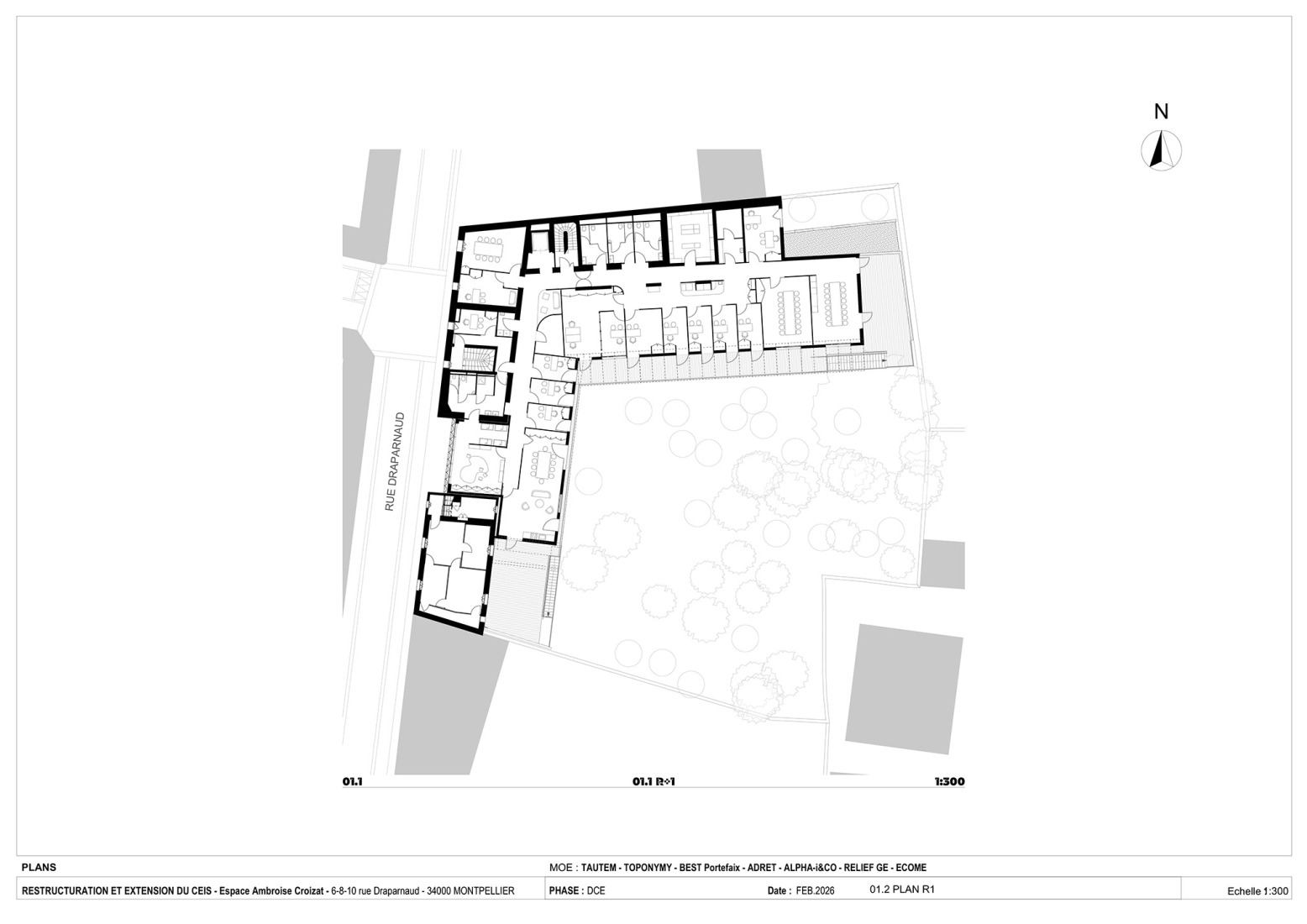 First floor plan. "Espace Ambroise Croizat" TAUTEM Architecture.