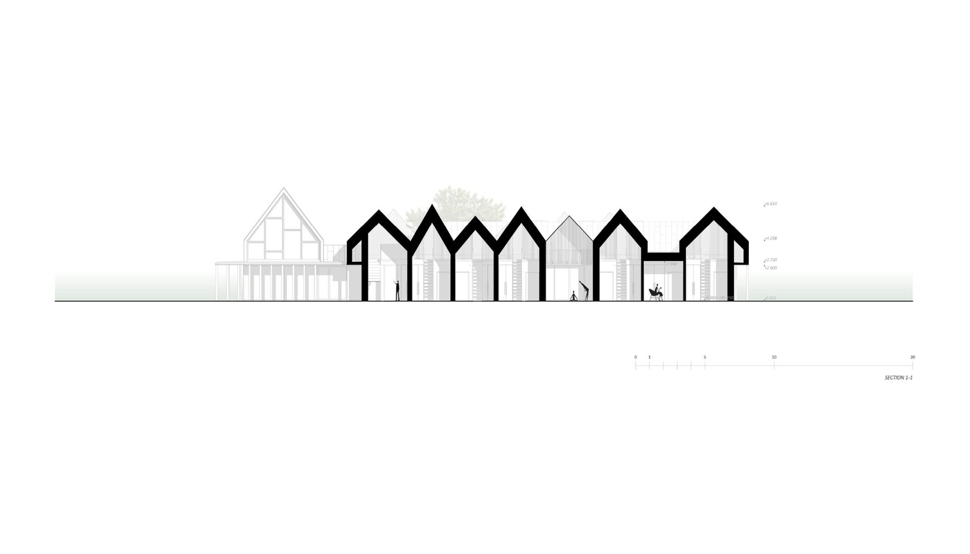Section plan of the central module. Sanctum by Arches.