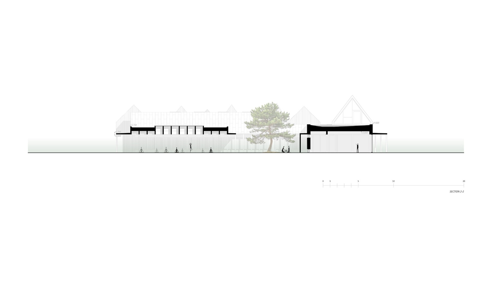Section plan of the central module. Sanctum by Arches.