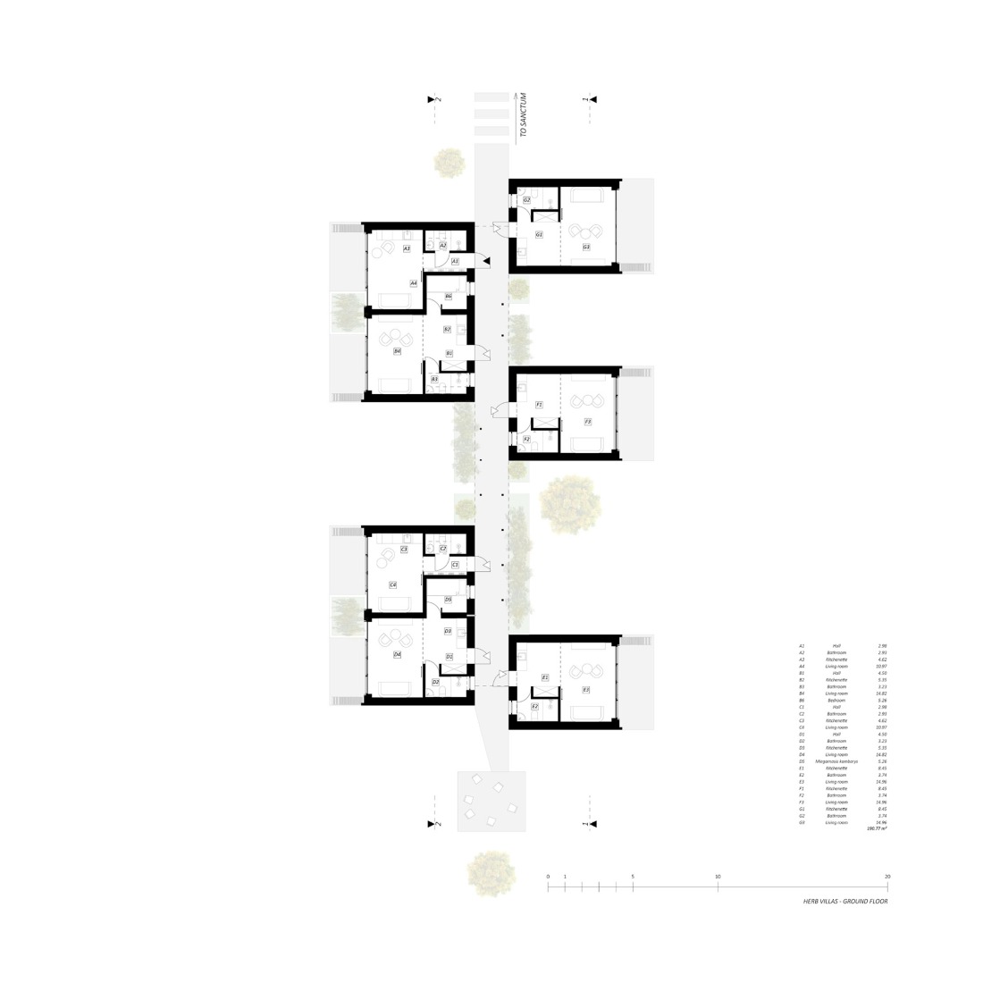 Ground floor plan of the villas. Sanctum by Arches.