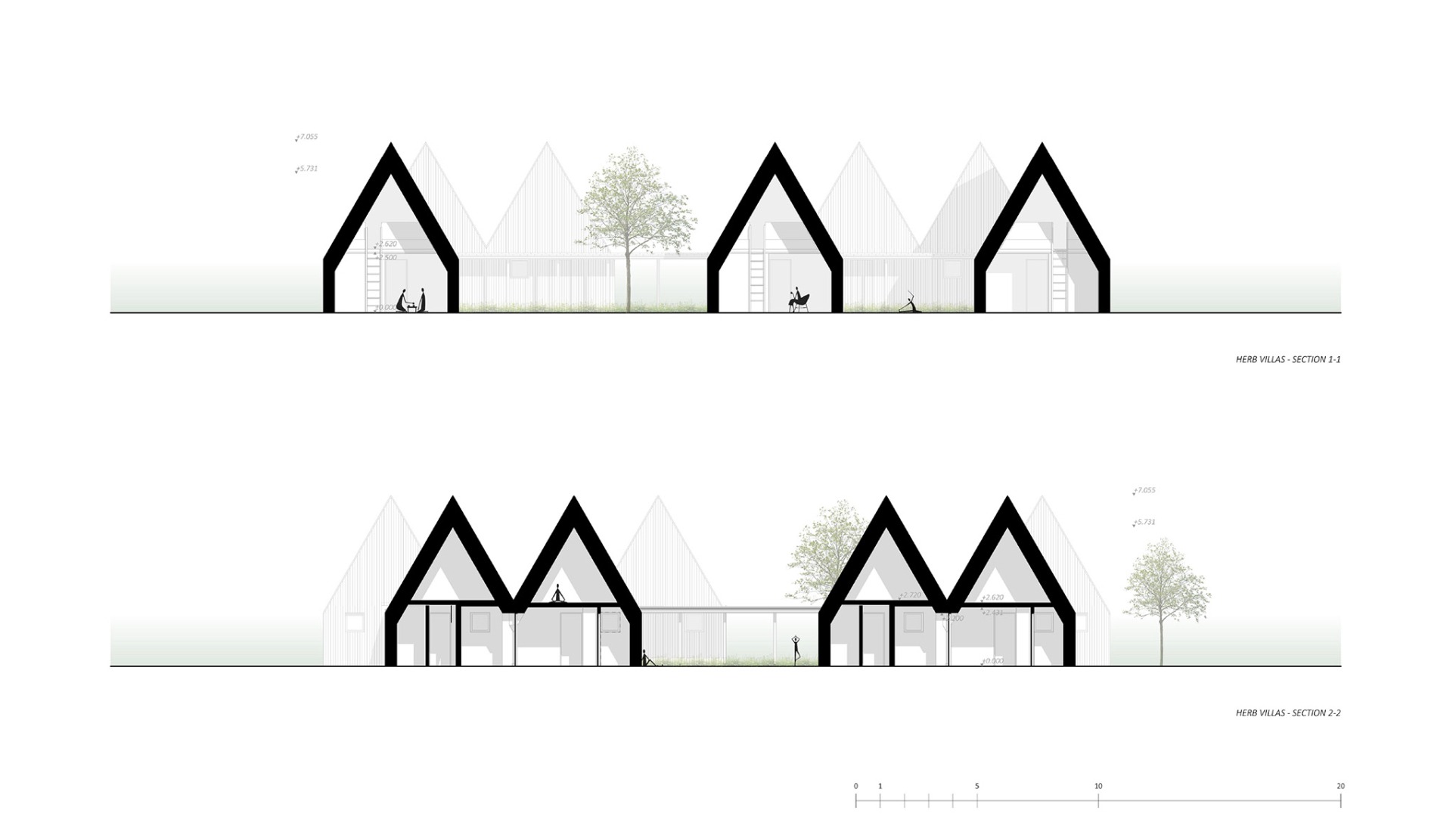 Section plan of the villas. Sanctum by Arches.