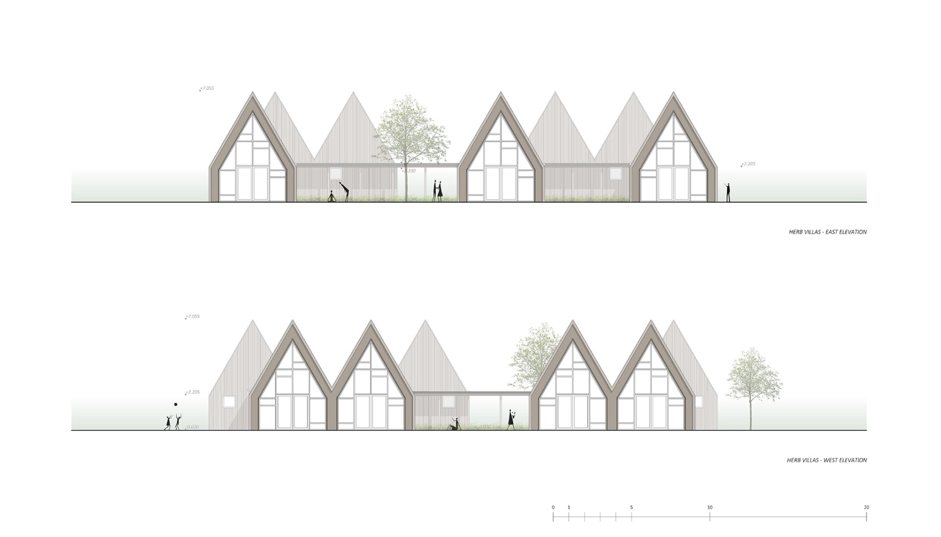 Elevation plan of the villas. Sanctum by Arches.