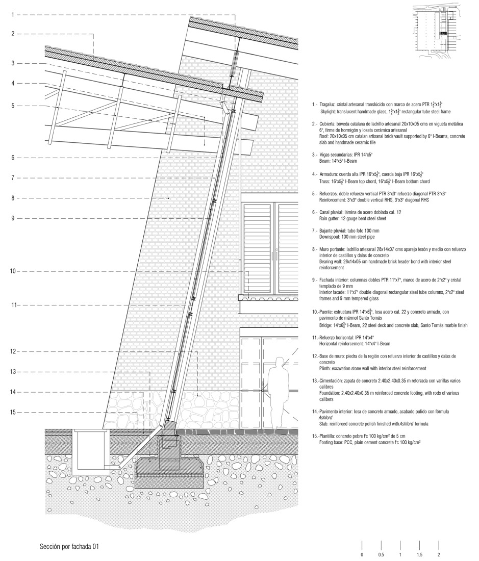 Detalle constructivo. Nave de envasado y oficinas para Clase Azul por ATELIER ARS.
