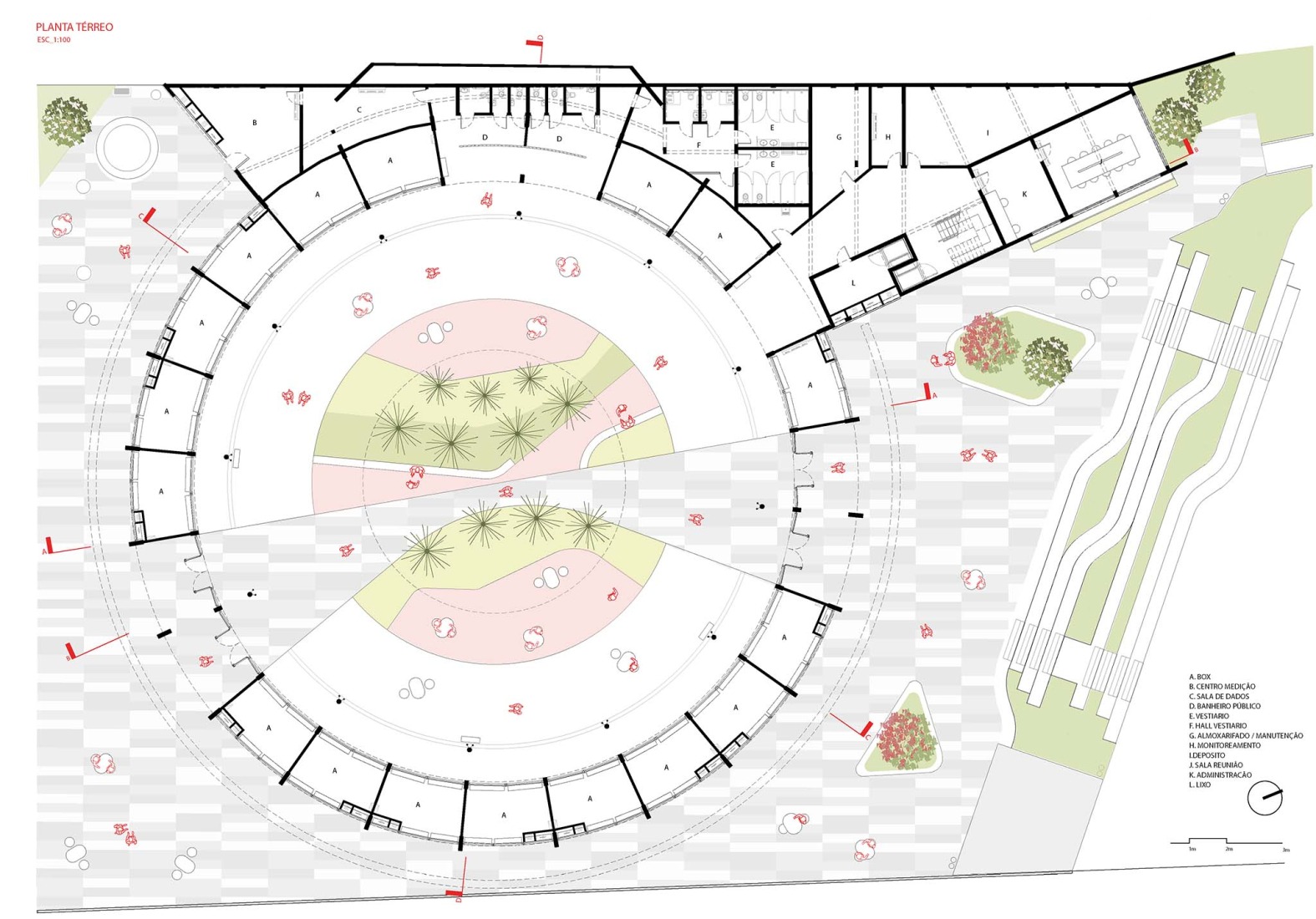 Ground floor plan. King Pelé Park by Biselli Katchborian + Consoante Arquitetura e Integração.
