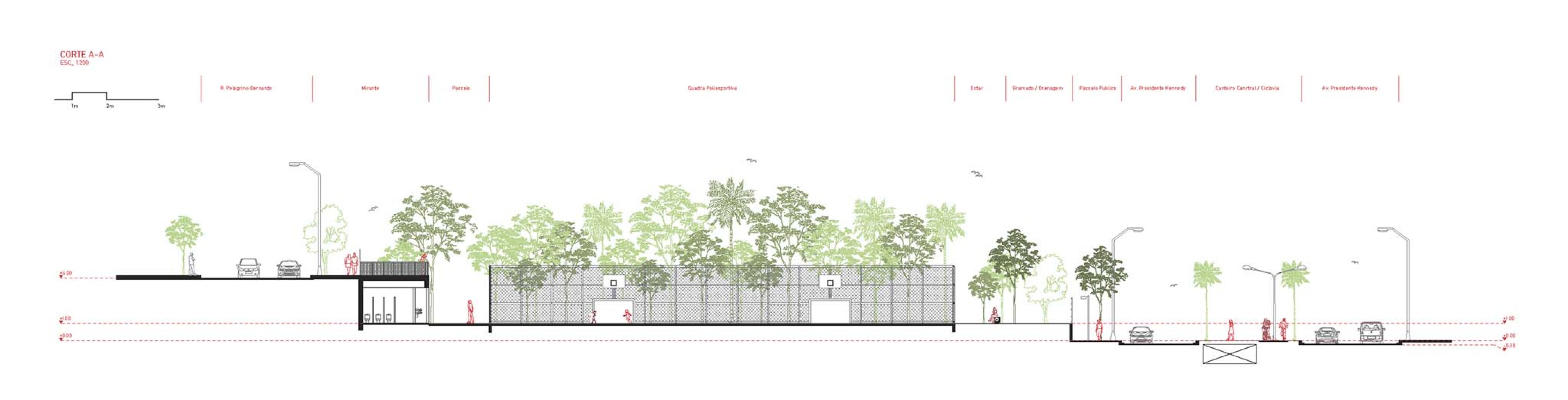 Section. King Pelé Park by Biselli Katchborian + Consoante Arquitetura e Integração.