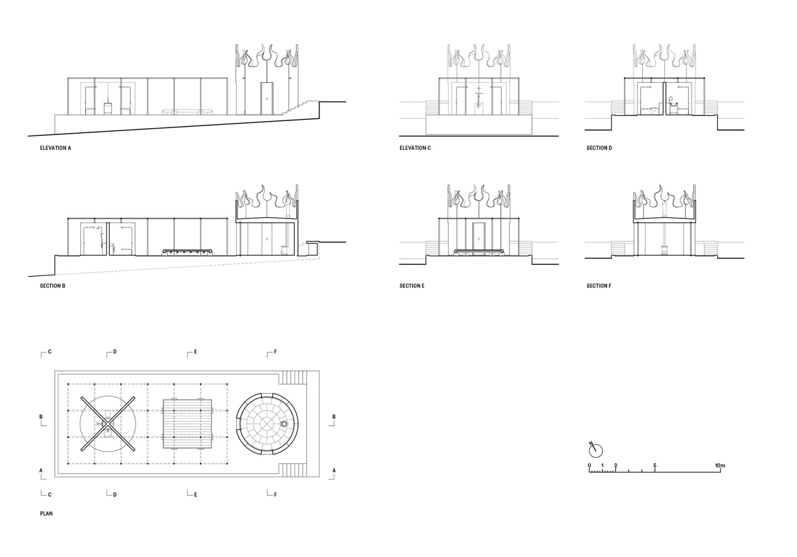 Floor plan, sections and elevations. House with no skin by Bureau des Mésarchitectures. 