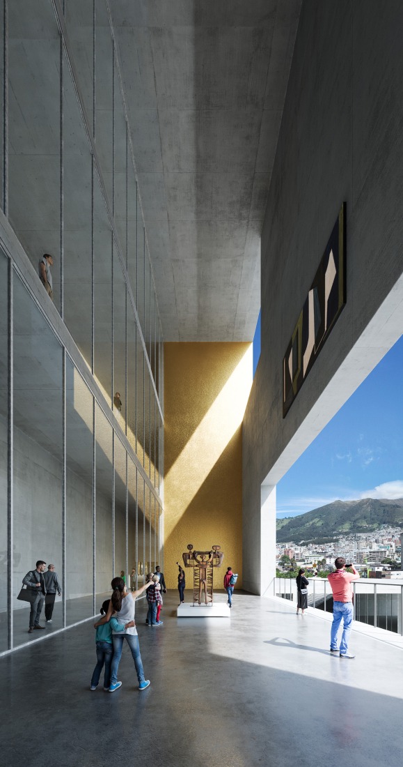 Vista del MuNa desde el acceso. «Ecos del sol» por Estudio de Arquitectura Campo Baeza + Maoda. Cortesía de Estudio Campo Baeza/Ethan de Clerck.