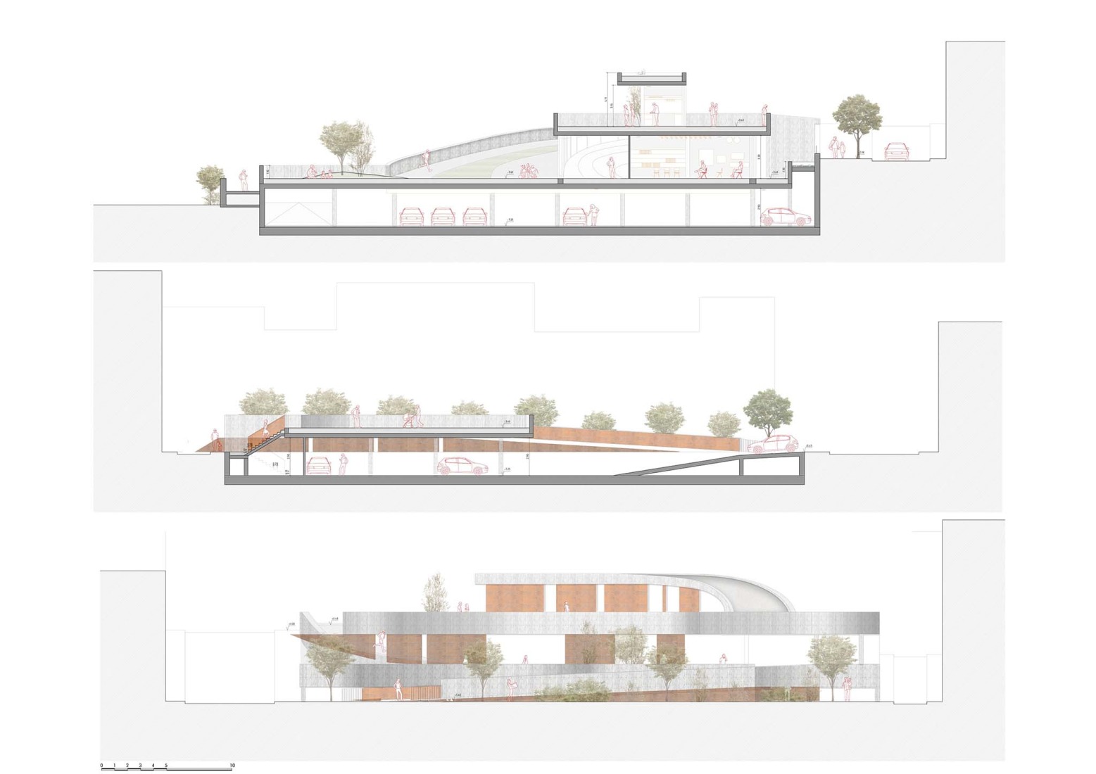 Sección. Casa de la juventud por DUNAR arquitectos + Felipe Retuerto.