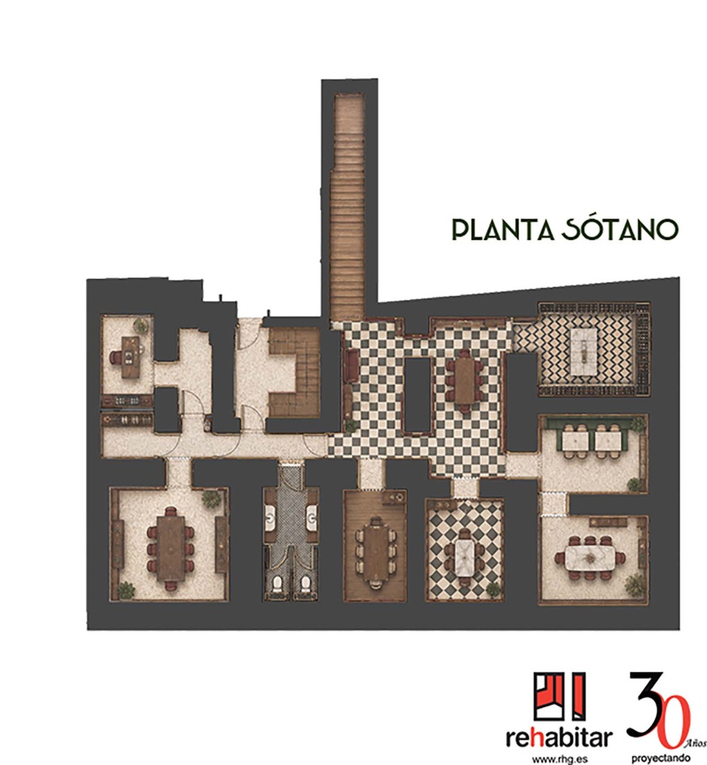 Plano de planta de sótano. Los Gabrieles por Rehabitar.