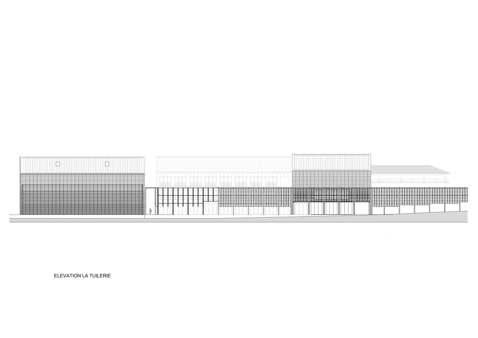 Alzado Suroeste. Centro Cultural «La Tuilerie» por Ferrier Marchetti Studio.