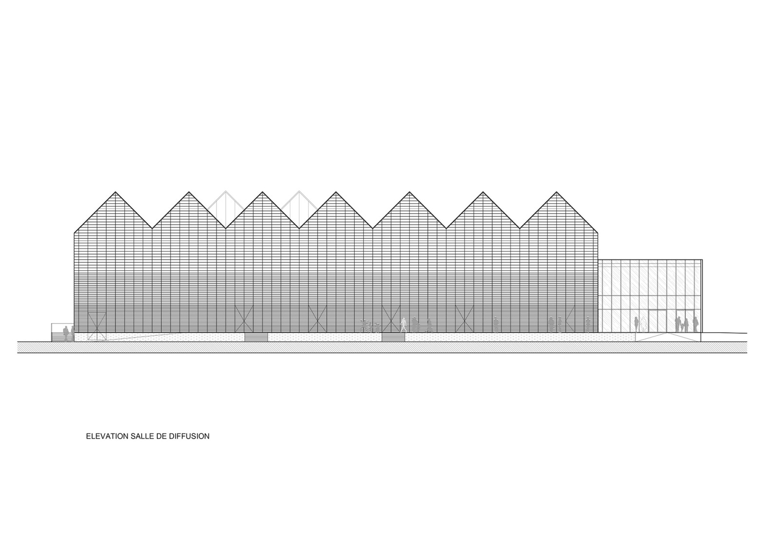 Alzado Noroeste. Centro Cultural «La Tuilerie» por Ferrier Marchetti Studio.