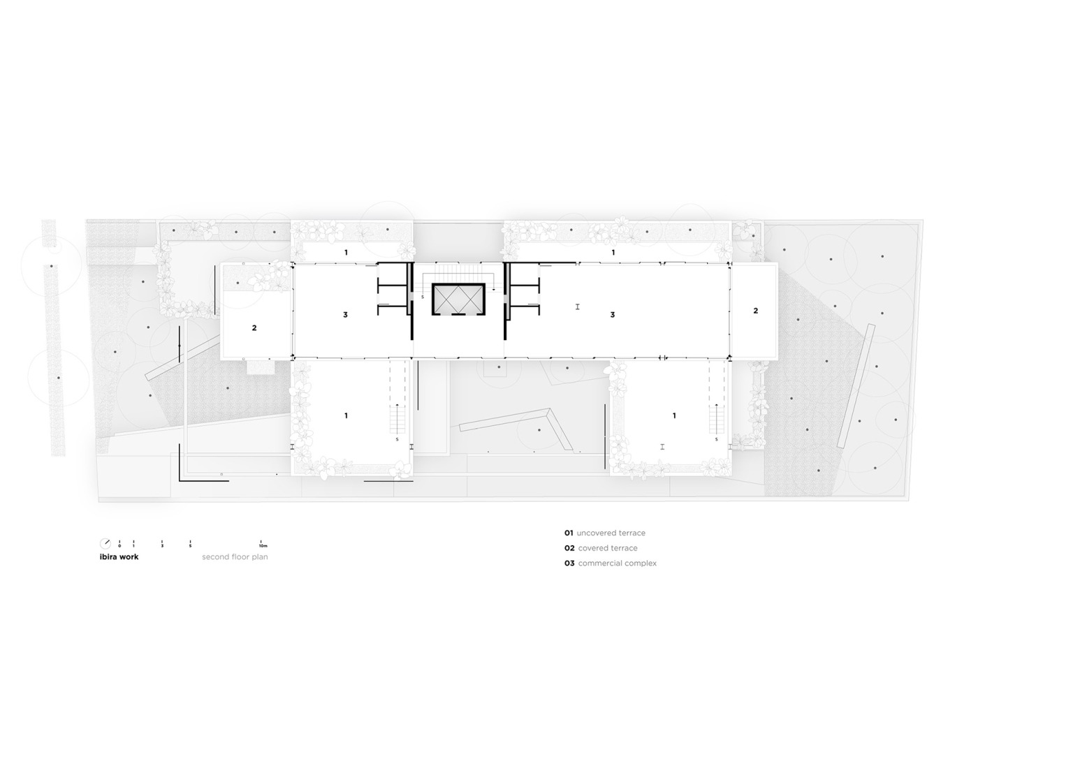 Plano de segunda planta. «Ibira Work» por FGMF.