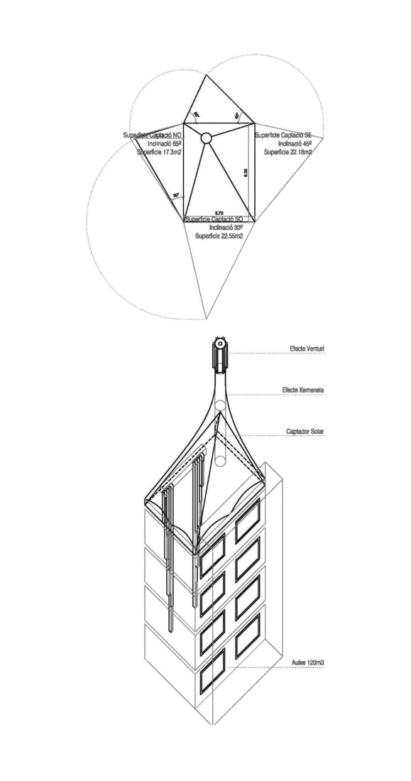 Axonometry. Cristalleries Planell Civic Center by H Arquitectes.